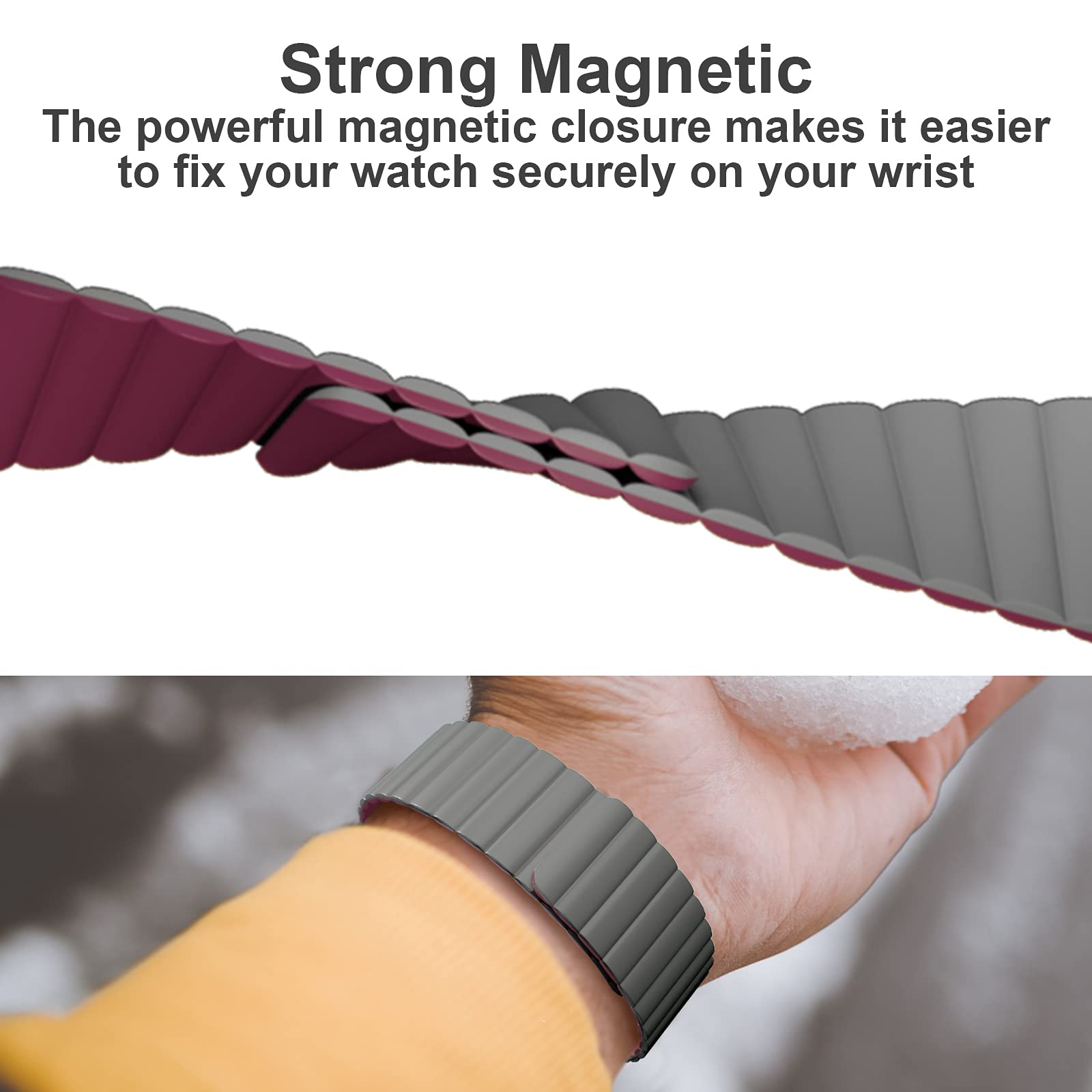 Watch Band, Magnetic Smartwatch Bands, Silicone Strap Quick Release 20Mm 22Mm Smart Watch Straps For Galaxy Watch 42Mm Active 2