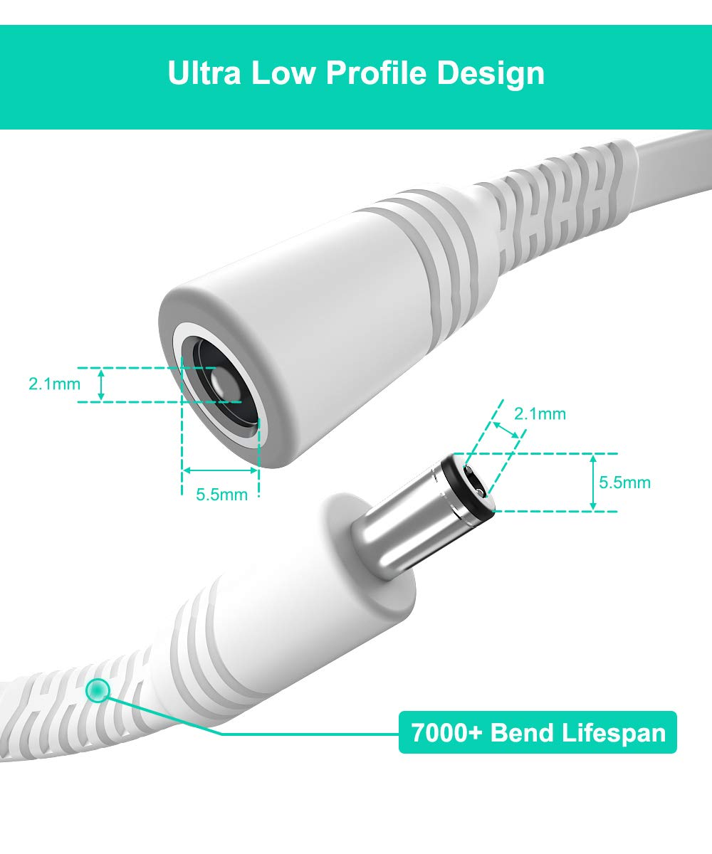 Itramax 10Ft 12V Dc Extension Cable (2 Pack),Dc 2.1Mm X 5.5Mm 5521 Power Supply Adapter Flat Extender Cord,Female To Male Wire For Ip Network,Cctv Security Camera,Dvrs & More Devices,5V,9V,24V,12 Volt