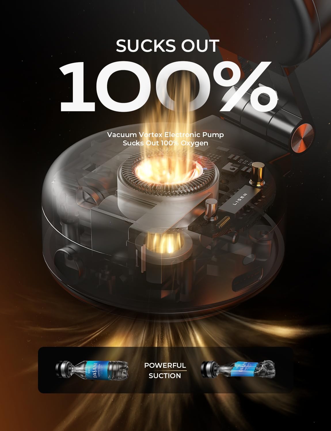 Lisen Portable Vacuum Magnetic Phone Holder Stand, Electric Vacuum Suction Phone Holder For Magsafe, Suction Cup Phone Mount Fol