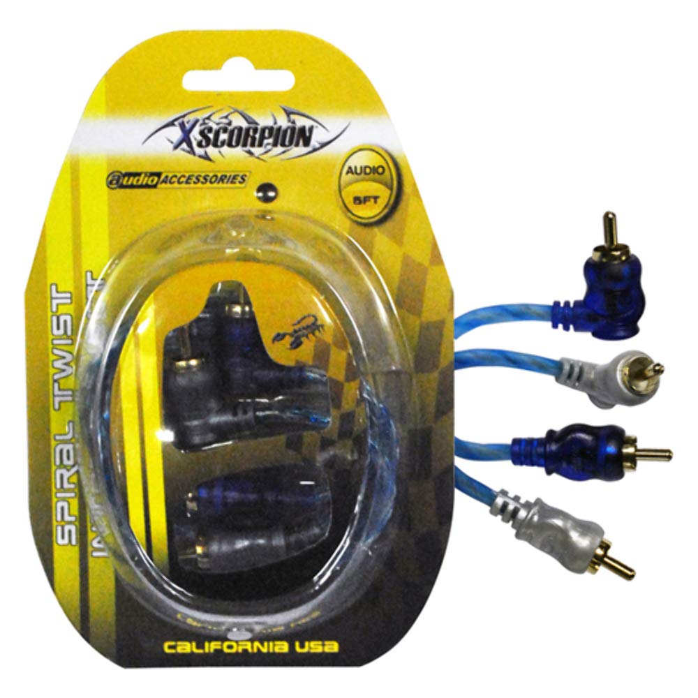 RCA CABLE 6 RIGHT ANGLE BLUE/PLATINUM TWISTED