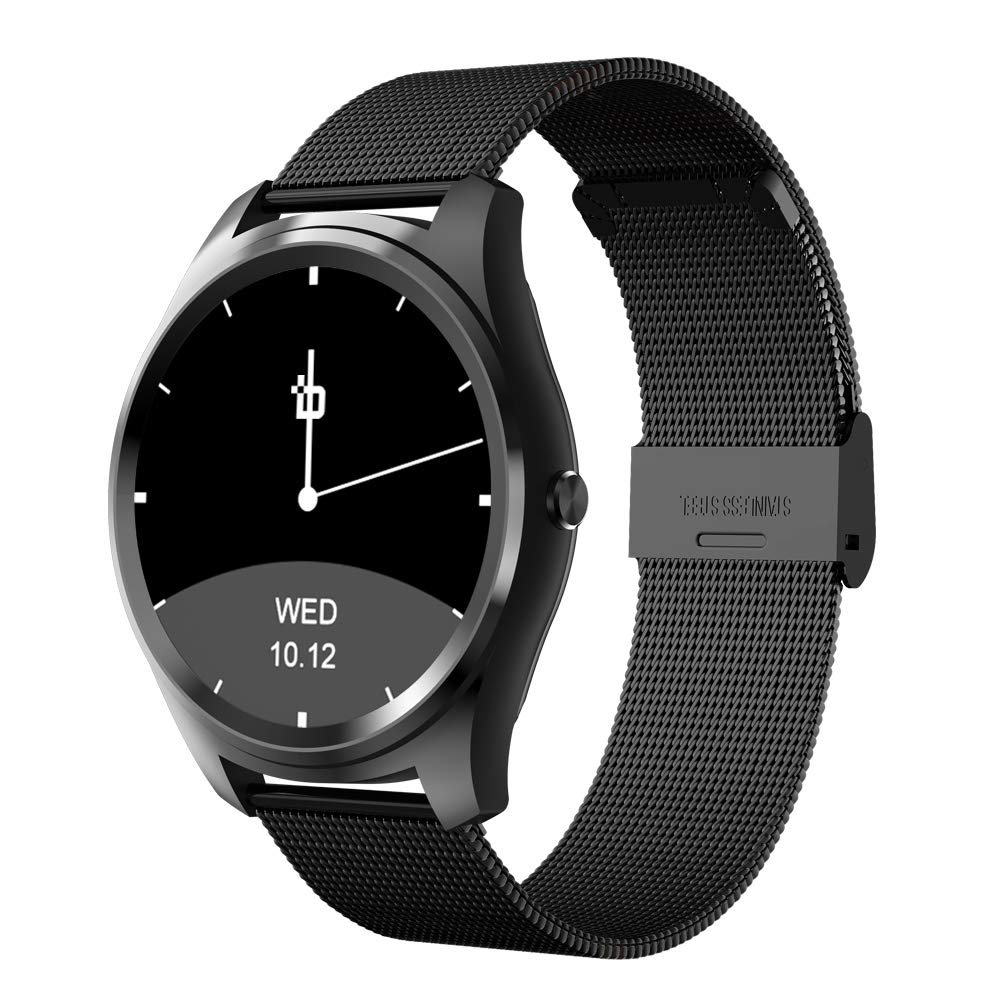 Bean Information Technology Fusion Smart Watch For Apple/Android Phones, Black With Stainless Strap