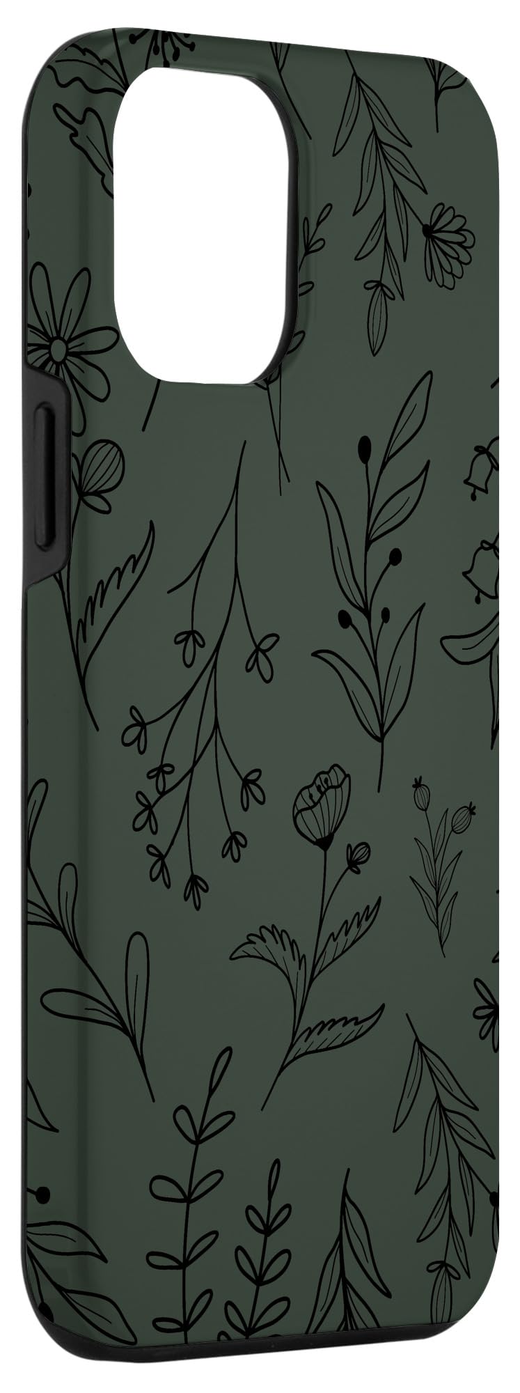 Iphone 12 Pro Max Dark Green Wildflower Floral Flower Pattern Case
