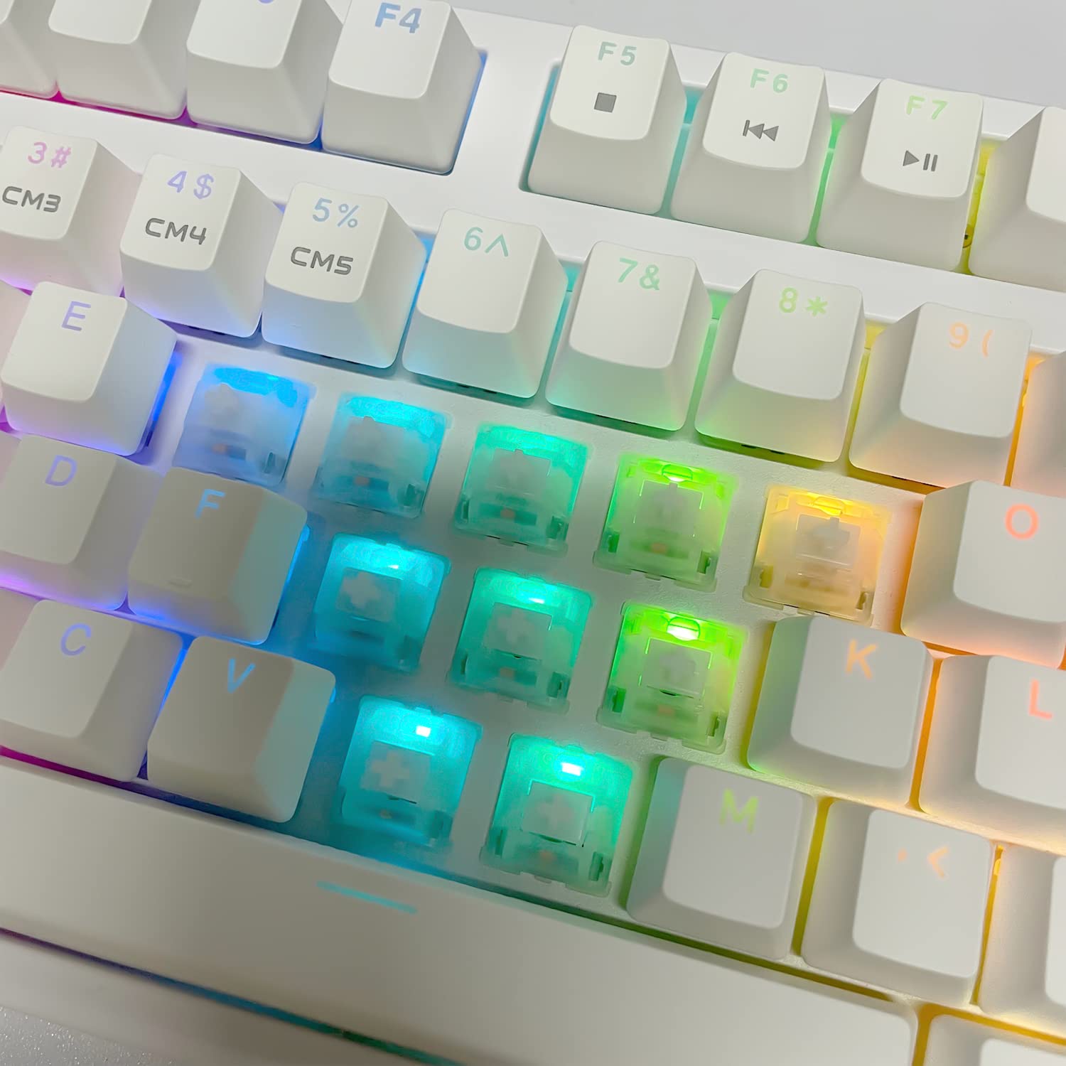 Kutethy Gateron Switches Milky White Mechanical Keyboard Yellow 5Pins For All Mx Mechanical Keyboard(72 Pcs, White)