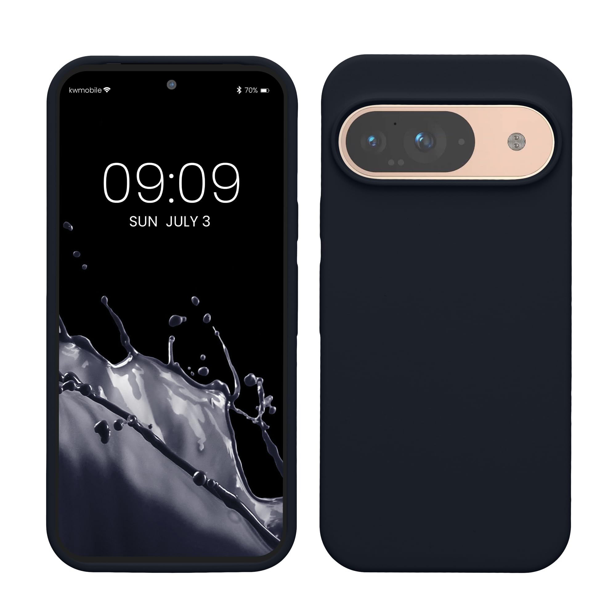 kwmobile Case Compatible with Google Pixel 9 / Pixel 9 Pro Case - TPU Silicone Phone Cover with Soft Finish - Blueberry