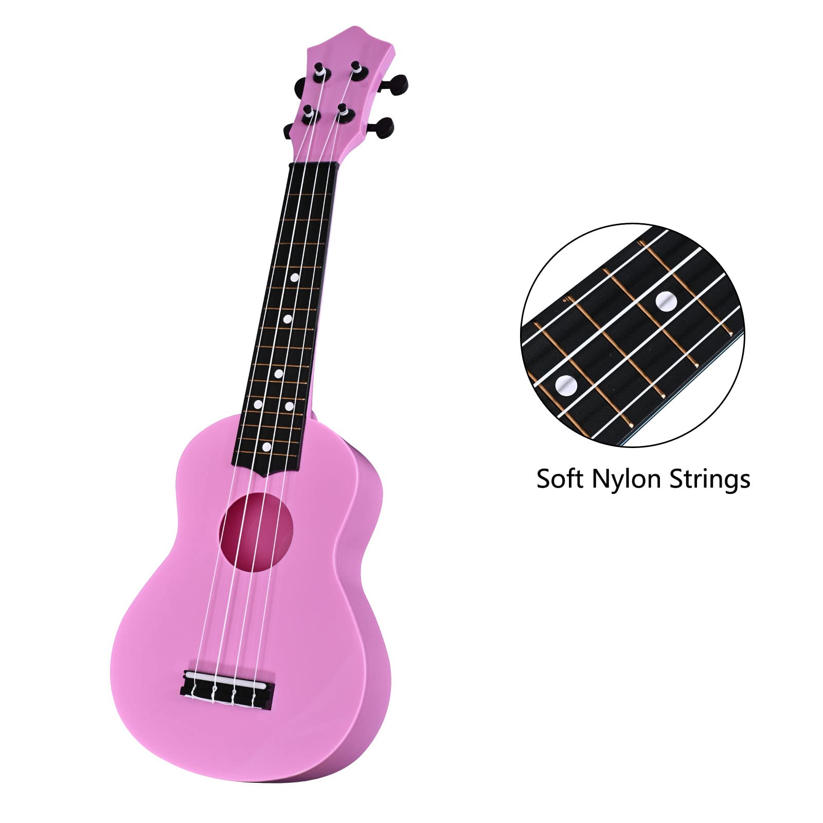 Lieke Kids Ukulele 21 Inch Soprano Ukelele,Musical Instrument,Toy Ukulele Gift For Girls Children Beginners With Bag (Pink)