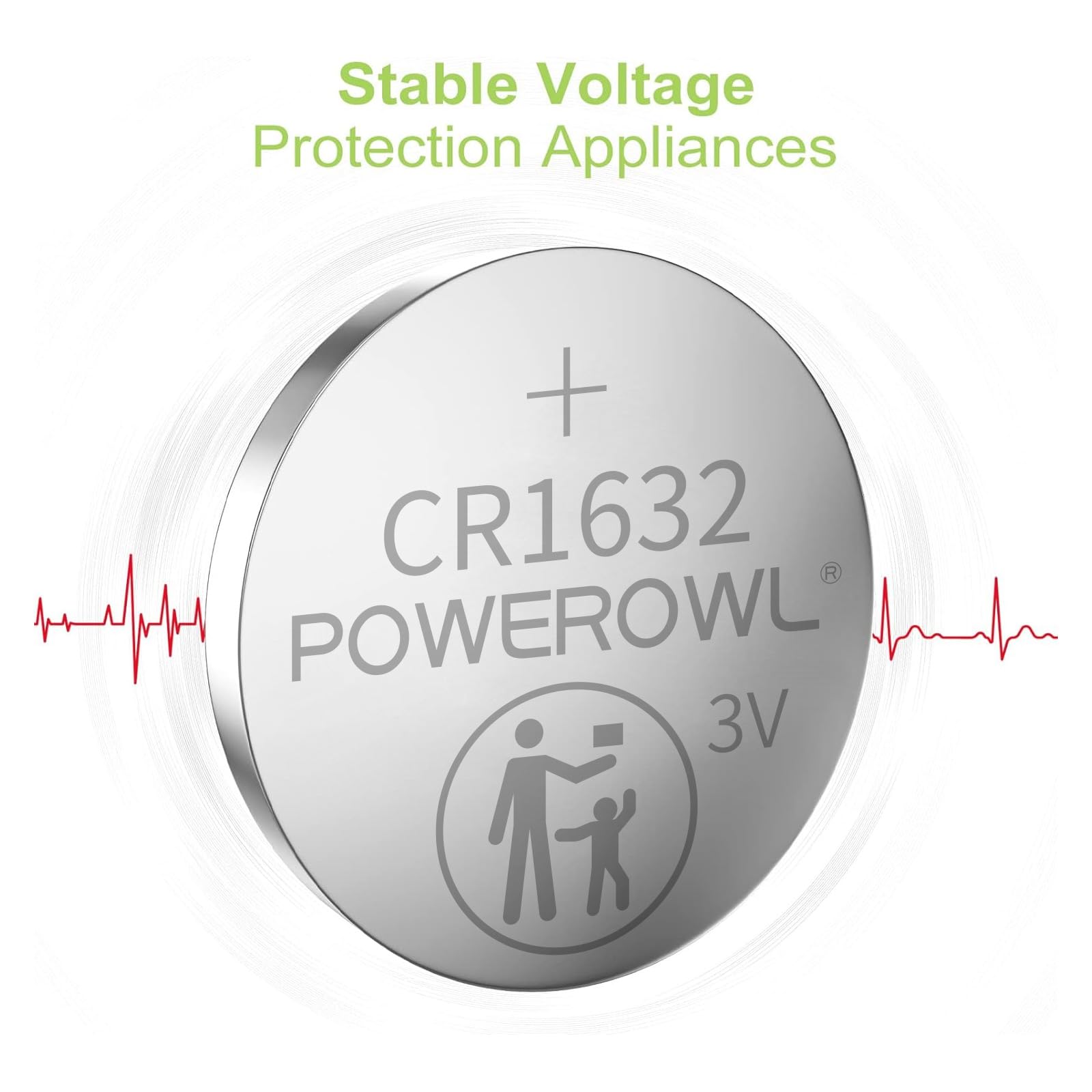 Powerowl High Capacity Cr1632 Battery (15 Pack) Cr 1632 3V Lithium Batteries, 10 Years Leak Free