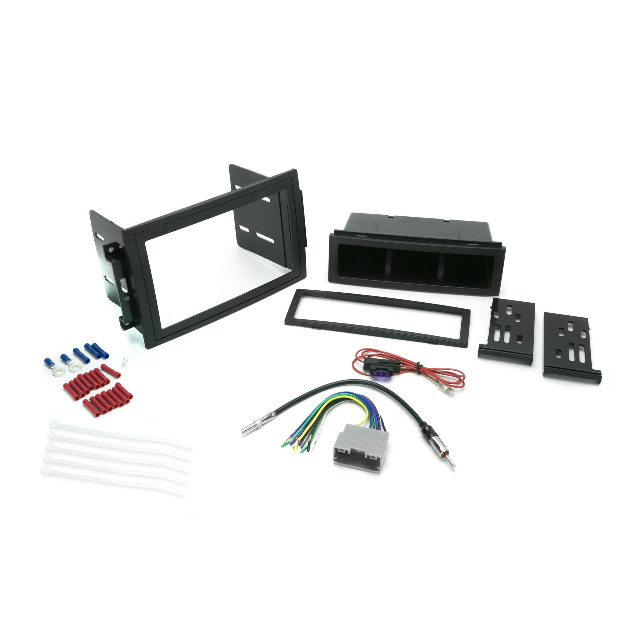 Scosche ICCR5BN Double DIN Radio Install Dash Kit & Harness Compatible with Select 2004 08 Factory Amplified Chrysler, Dodge & Jeep   Complete Basic Car Stereo Installation Kit   Does Not Retain SWC
