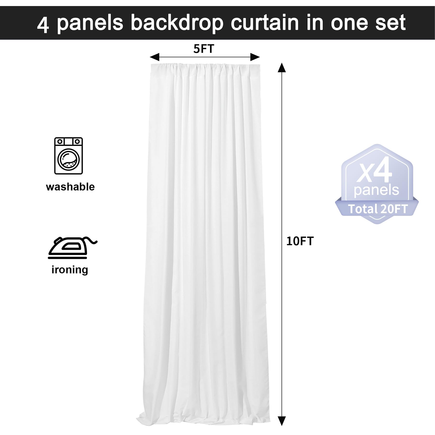 20X10Ft White Backdrop Curtains For Parties - Haefoo Photography Backdrops For Wedding, Birthday, Baby Shower Party Background D