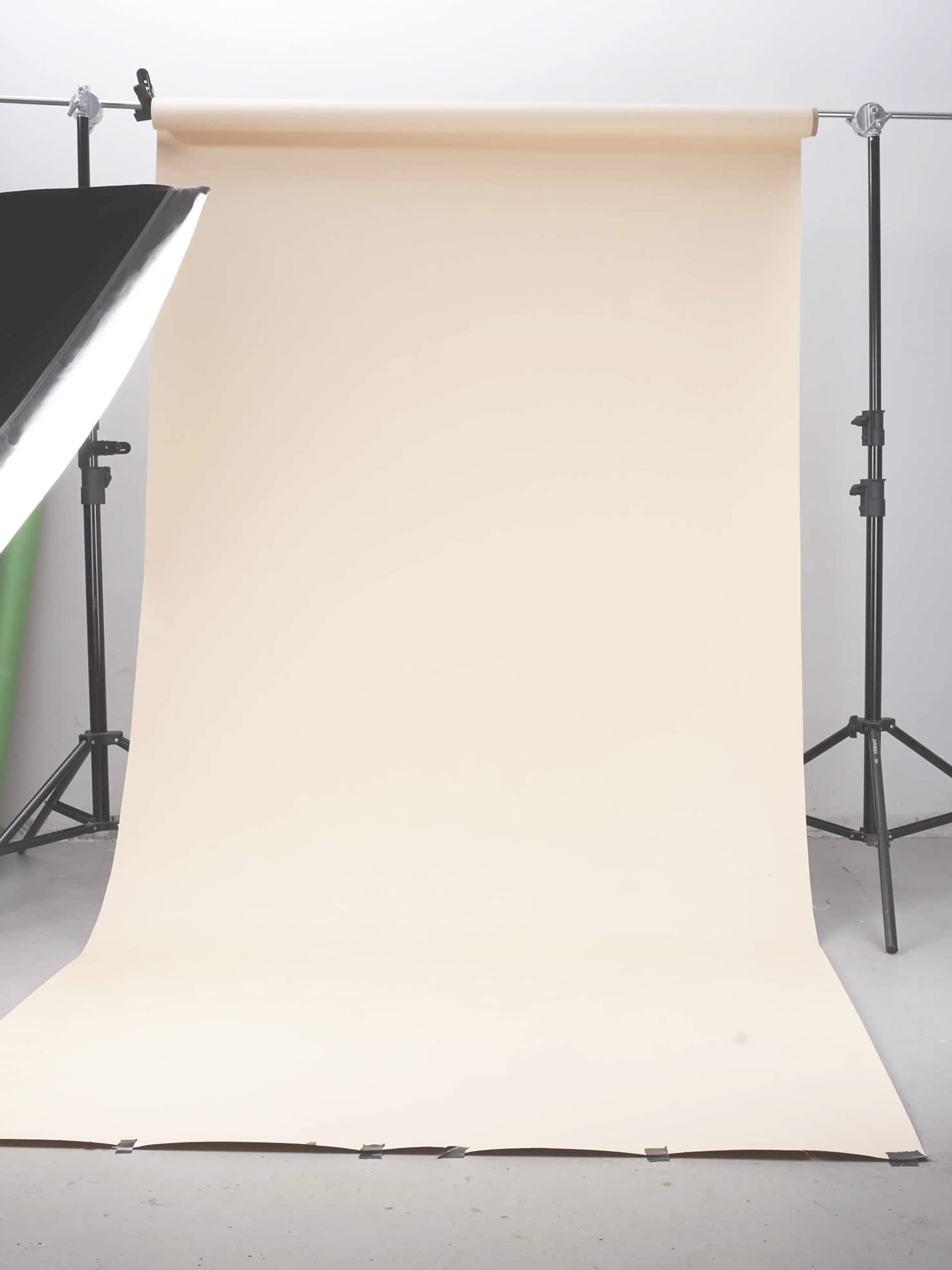 Huamei Seamless Photography Background Paper, Beige Photo Backdrop Paper Roll For Photoshoot, Video And Streaming 53 Inches Wide