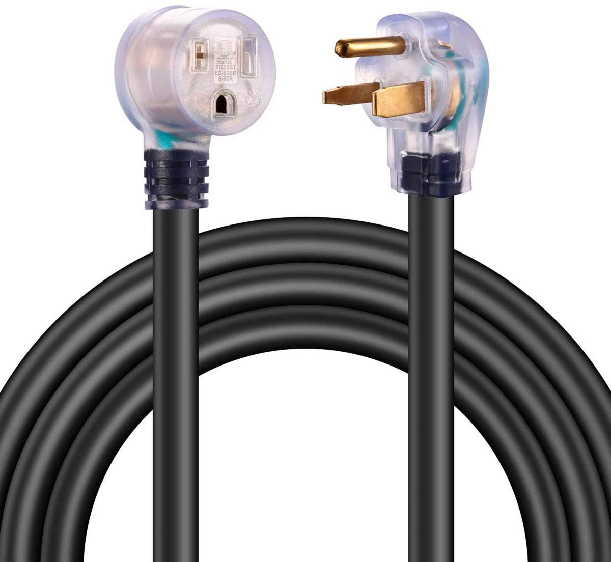 Miady 25Ft 50Amp Welder Extension Cord, 8 Gauge Heavy Duty Industrial Nema 6 50 Welding Machine Cord With Lighted End, Etl Approved