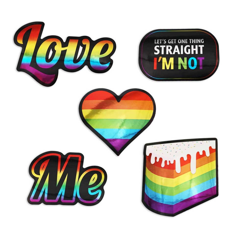 Compoco Lgbt Pride Gay Stickers Metallic Rainbow Vinyl Decal Laptop Set