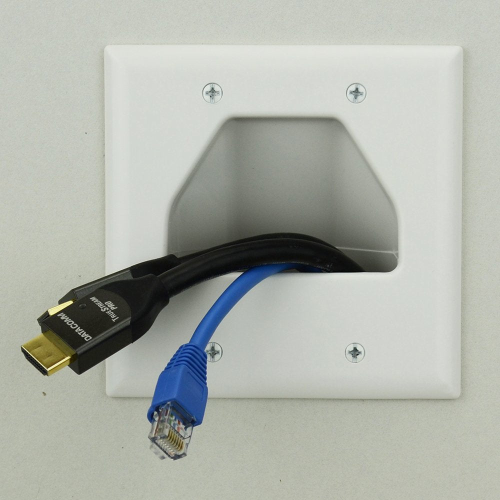 Data Comm Electronics 45 0002 La 2 Gang Recessed Low Voltage Cable Plate   Lite Almond