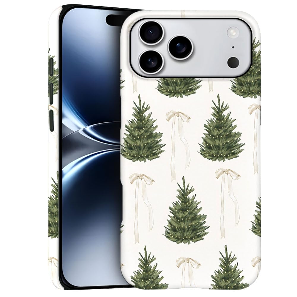 Case for iPhone 17 Pro Max - Slim Fit Anti-Scratch Phone Case for Girl Women - Christmas Tree Green Pattern (Frosted)
