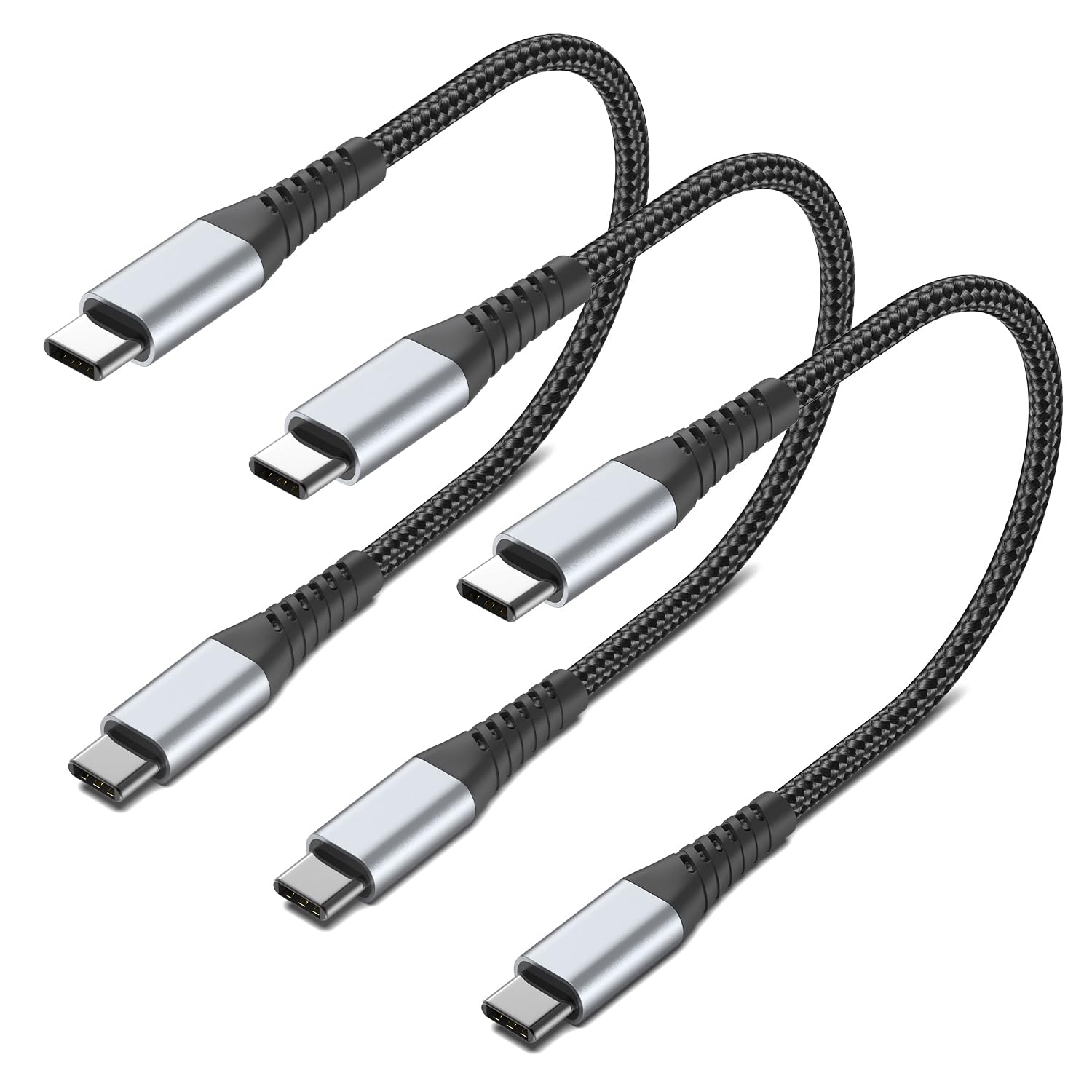 1Ft Usb C To Usb C Cable, 3Pack Short Usb C To C Fast Charging Cable 60W Usb C Cable To Usb C Braided For Iphone 15 Pro Max, Sam