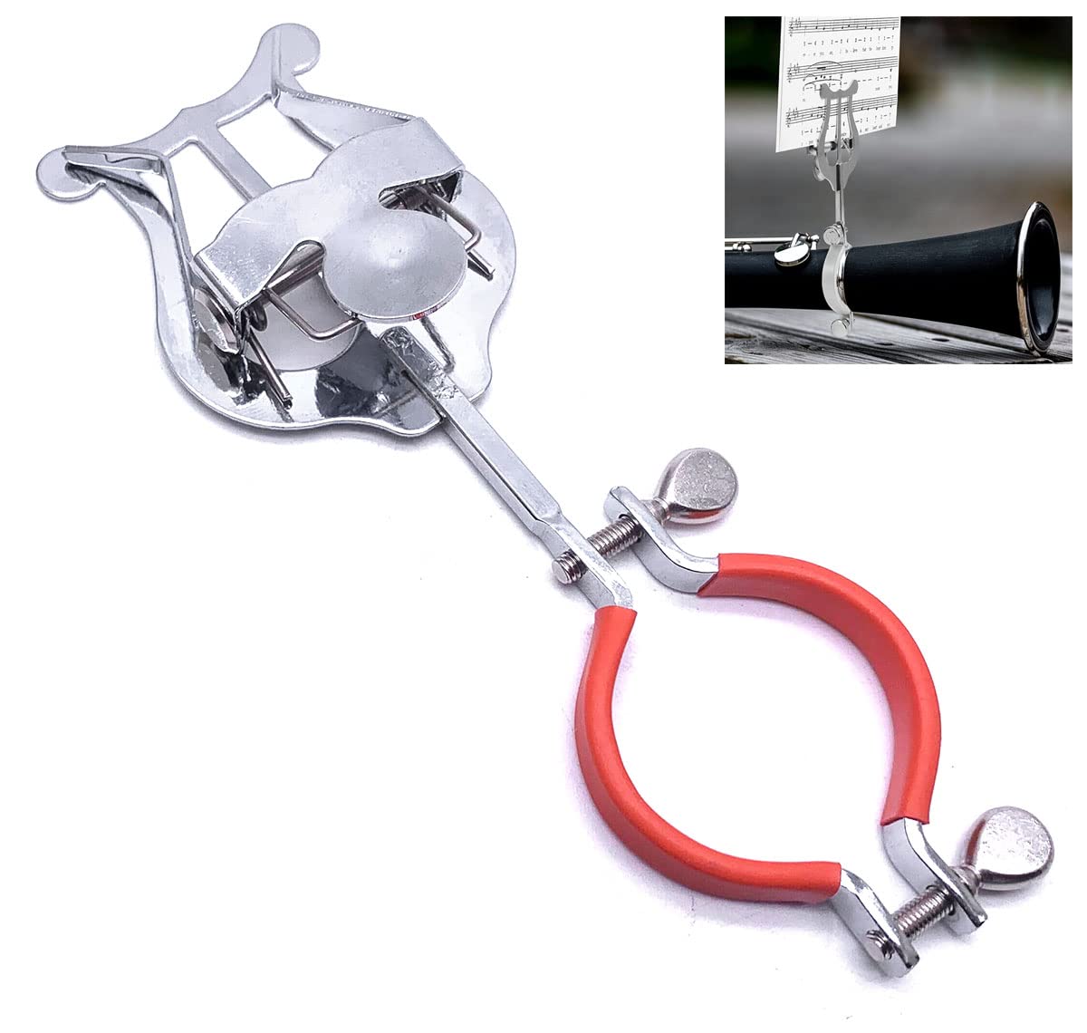 Tuoren Clarinet Marching Lyre Metal Plating Clamp On Music Clip For Clarinet Part 6.1 X 2.08 Inch