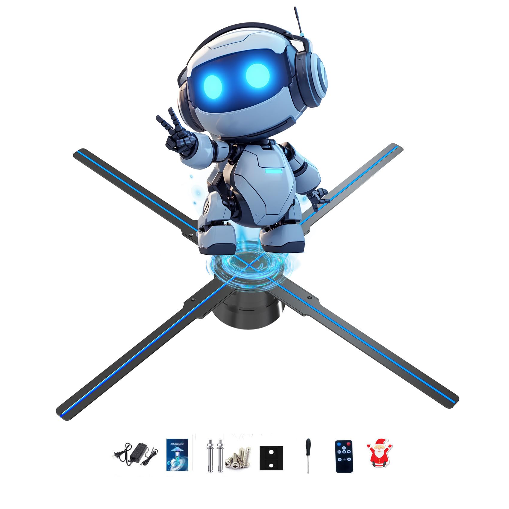 3D Hologram Fan,18.1 Inch 2000*1444Px Resolution Hologram Fan Projector Advertising Display For Christmas, Halloween,Business,Sh