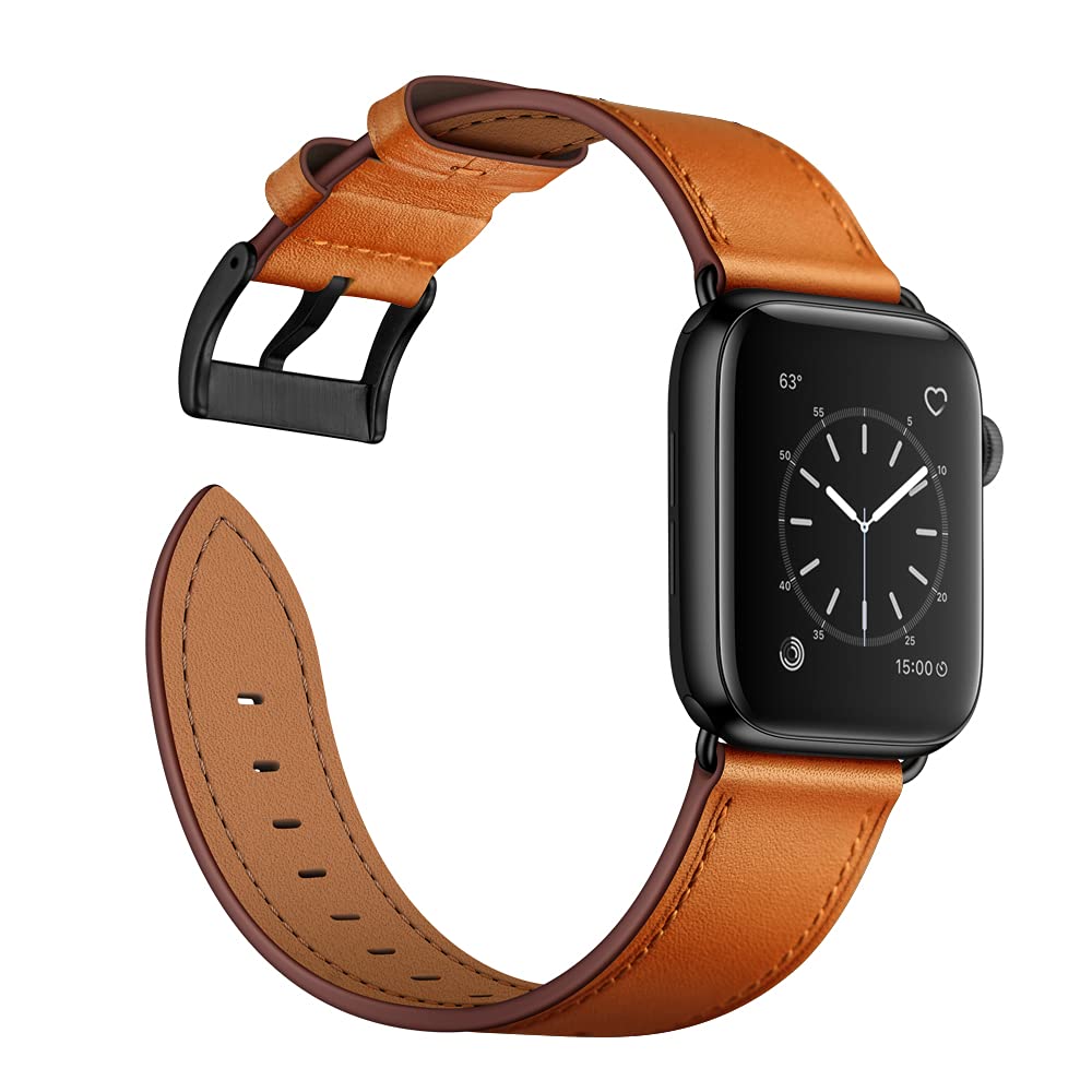 Ouheng Compatible With Apple Watch Band 49Mm 45Mm 44Mm 42Mm, Genuine Leather Band Replacement Strap Compatible With Apple Watch