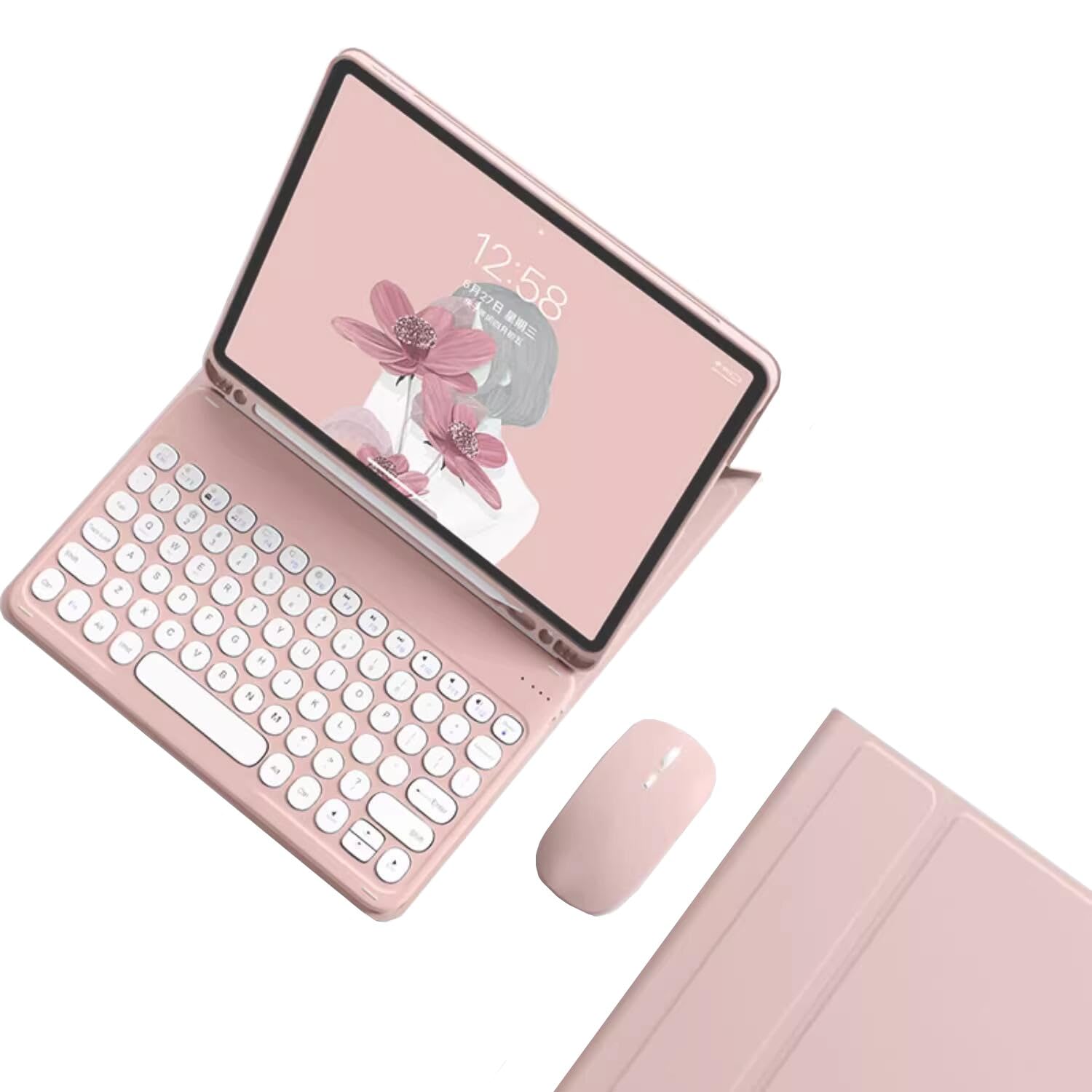 Kaidisen Keyboard Case For Galaxy Tab A9+ 11 Inch Case With Keyboard And Bluetooth Mouse, Detachable Candy Color Keyboard Cover