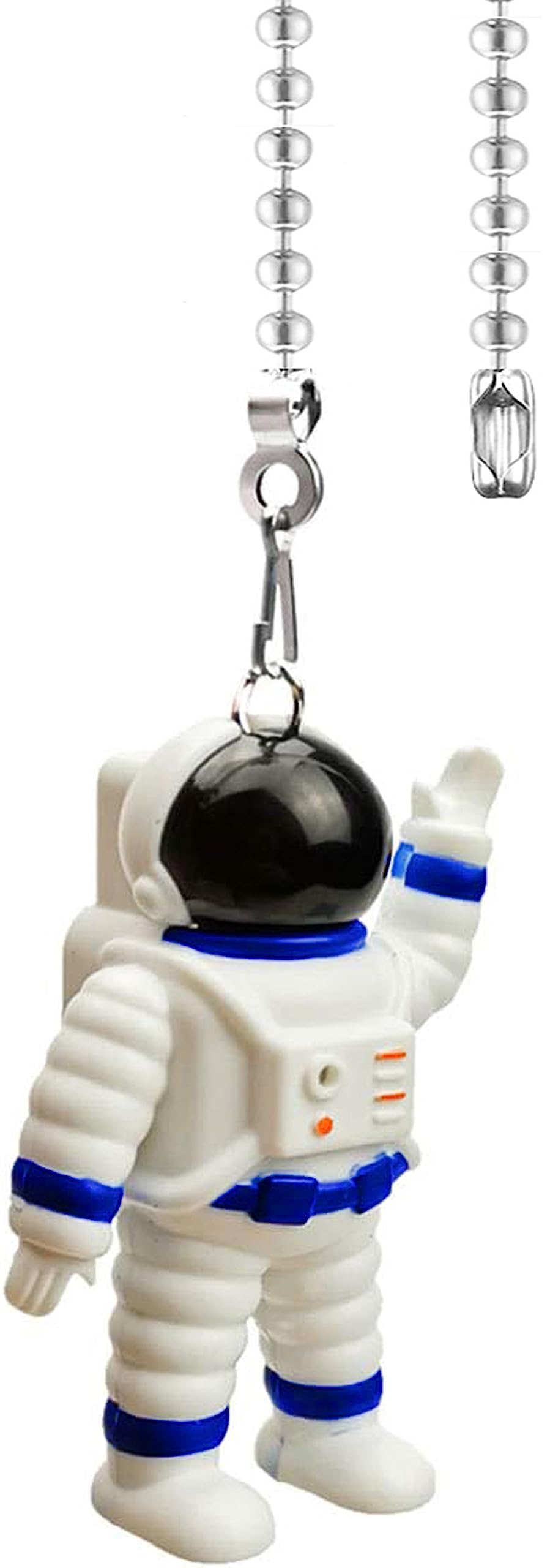 Hyamass 12 Inch Blue Spaceman Charm Pendant Ceiling Fan Danglers Fan Pulls Chain Extender With Ball Chain Connector (Nickel