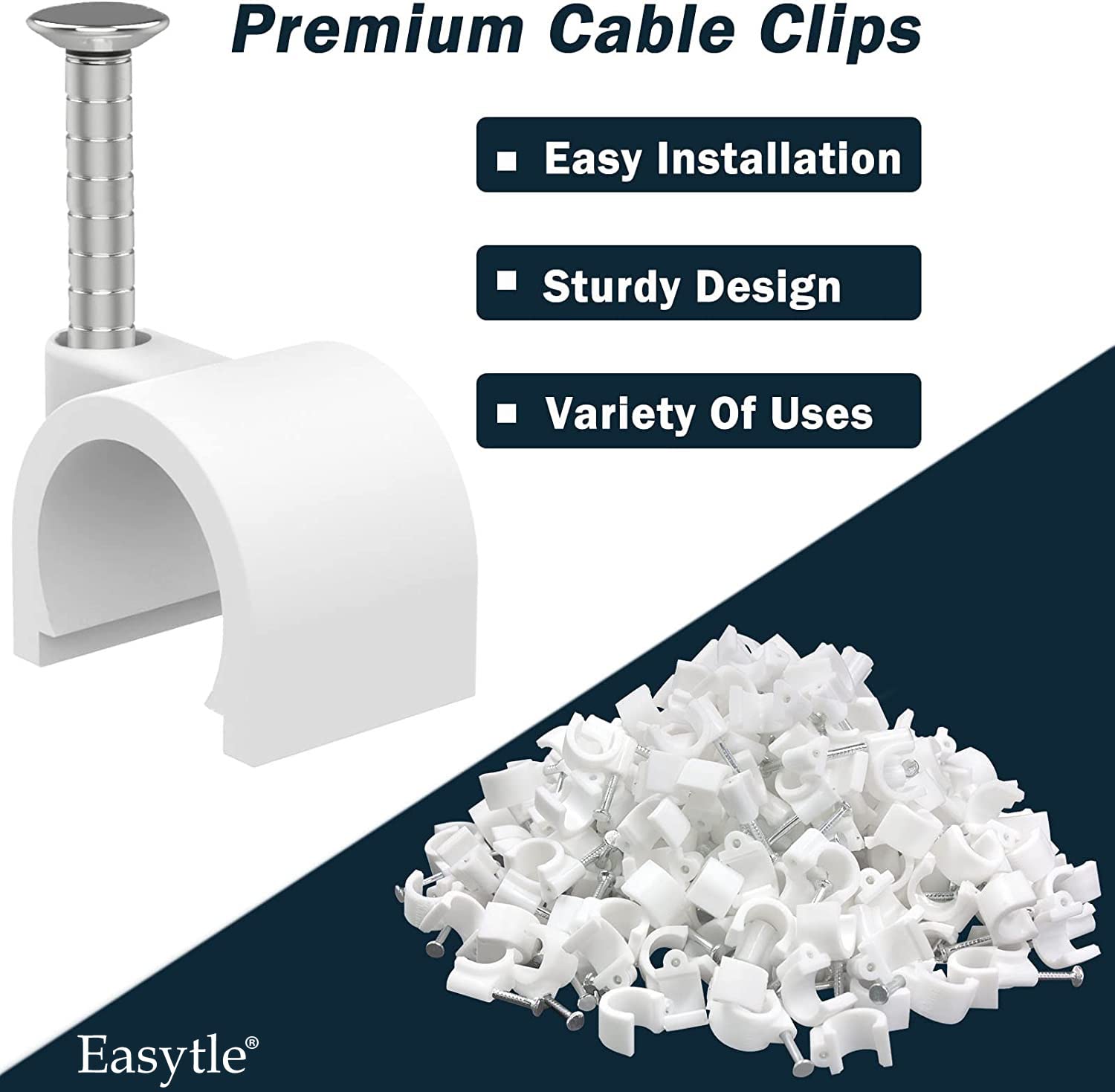 Cable Clips 10Mm Nail In Cable Clips 100 Pcs Cable Wire Clips Cable Tacks Coax Cable Clips Speaker Wire Clips Cable Nails For Co