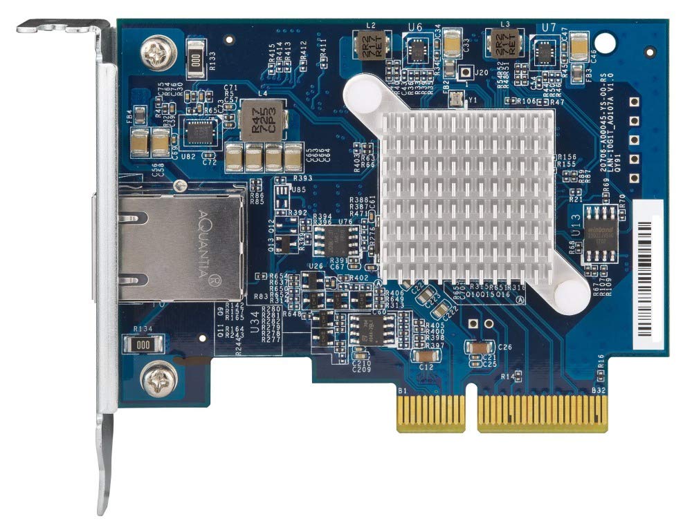 QNAP QXG 10G1T Single Port (10Gbase T) 10GbE Network Expansion Card, PCIe Gen3 X4, Low Profile Bracket Pre Loaded, Low Profile Flat and Full Height Brackets are Included
