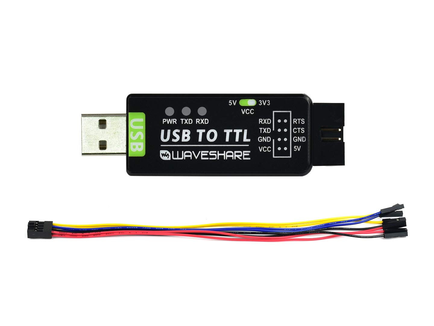 waveshare Industrial USB to TTL Converter with Original FT232RNL Onboard and Multi Protection Circuits Support Multi Systems Sup