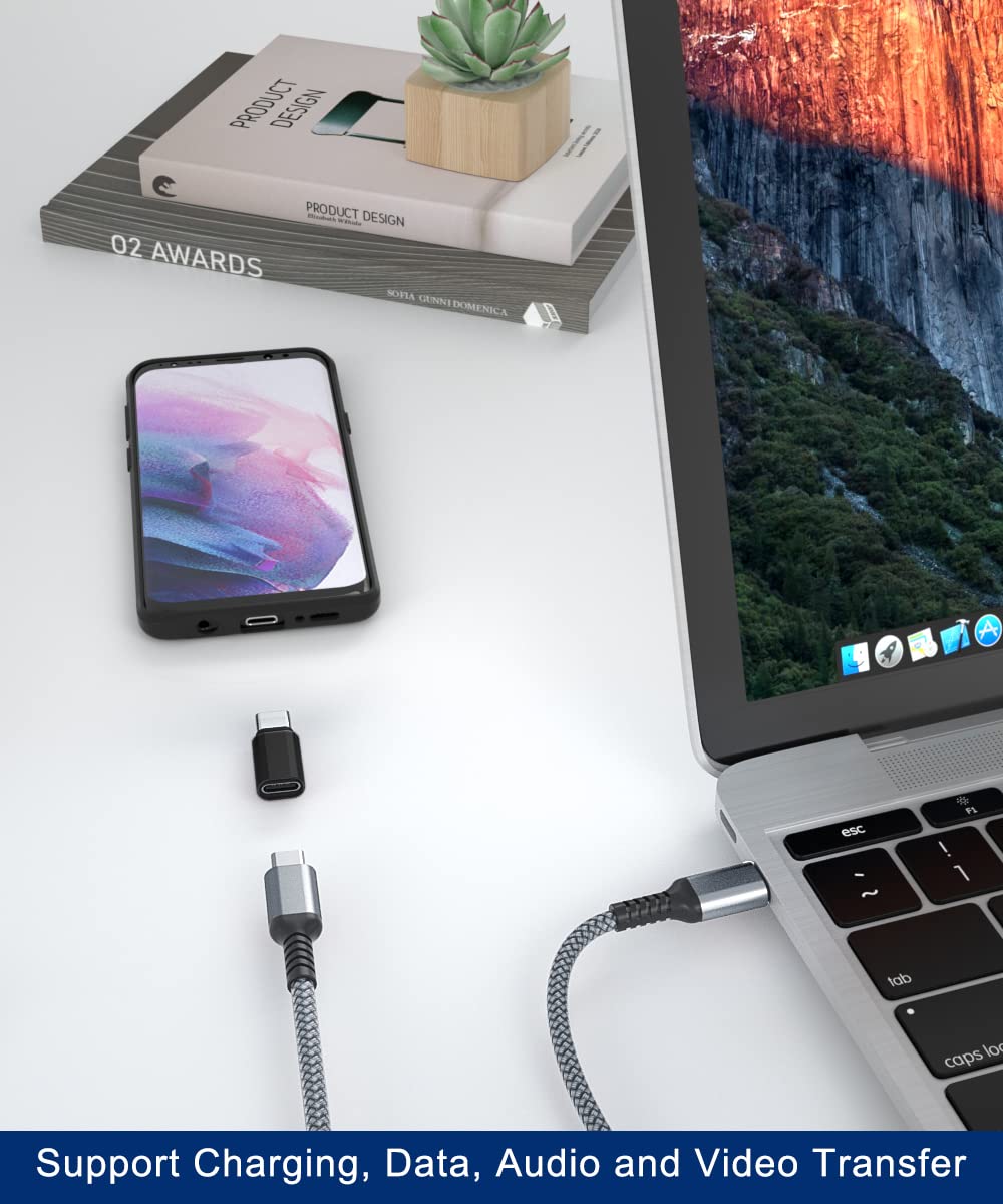 Basesailor USB Type C Extension Adapter 3-Pack, Thunderbolt 3, Black, PD USBC 3.1 Gen2, Compatible with iMac, MacBook Pro, Air, Samsung