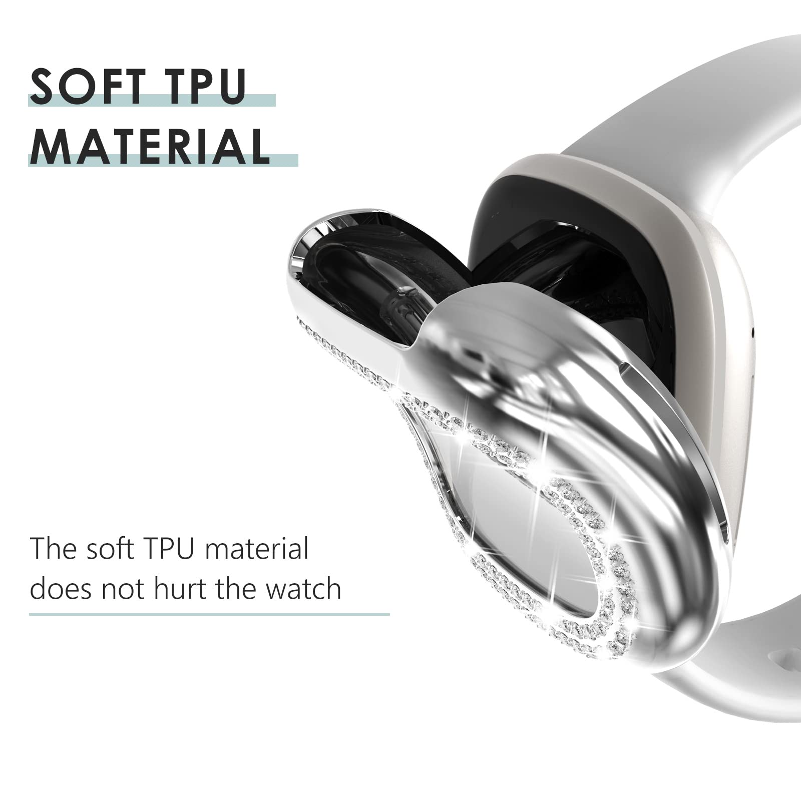 Fullife 3-Pack Tpu Bumper For Fitbit Versa 4 Screen Protector, Crystal Diamond Bling Case Hd Full Protective Cover For Men Women