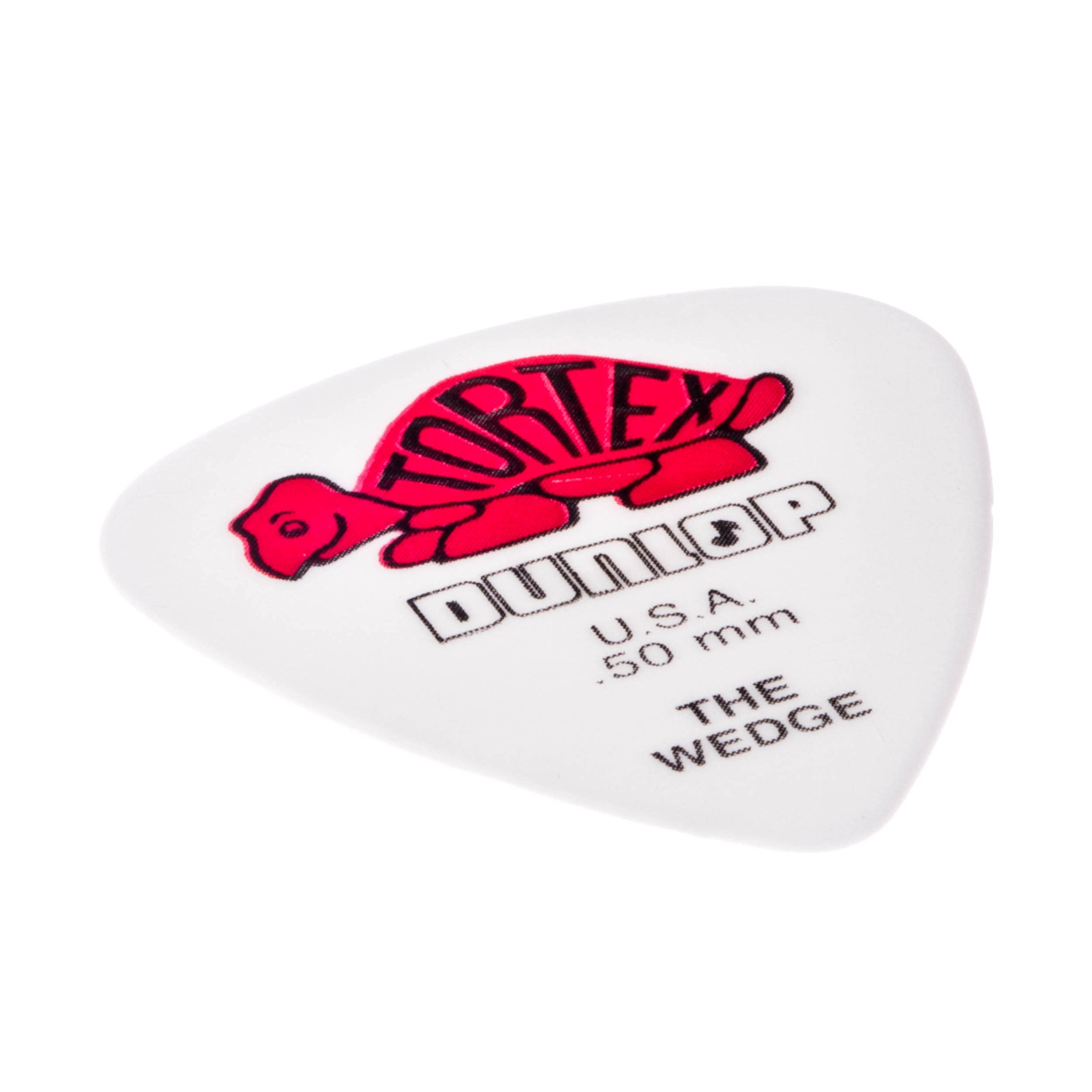 Dunlop 424P.50 Tortex Wedge, White/Red, .50Mm, 12/Player'S Pack
