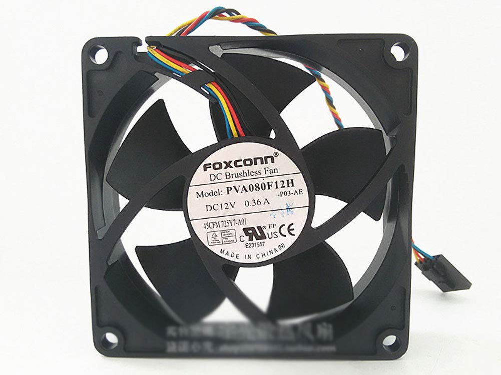 for Foxconn PVA080F12H, P05-AB DC 12V 0.36A 4-Wire 5-pin Connector 80mm 80x80x20mm Server Square Cooling Fan