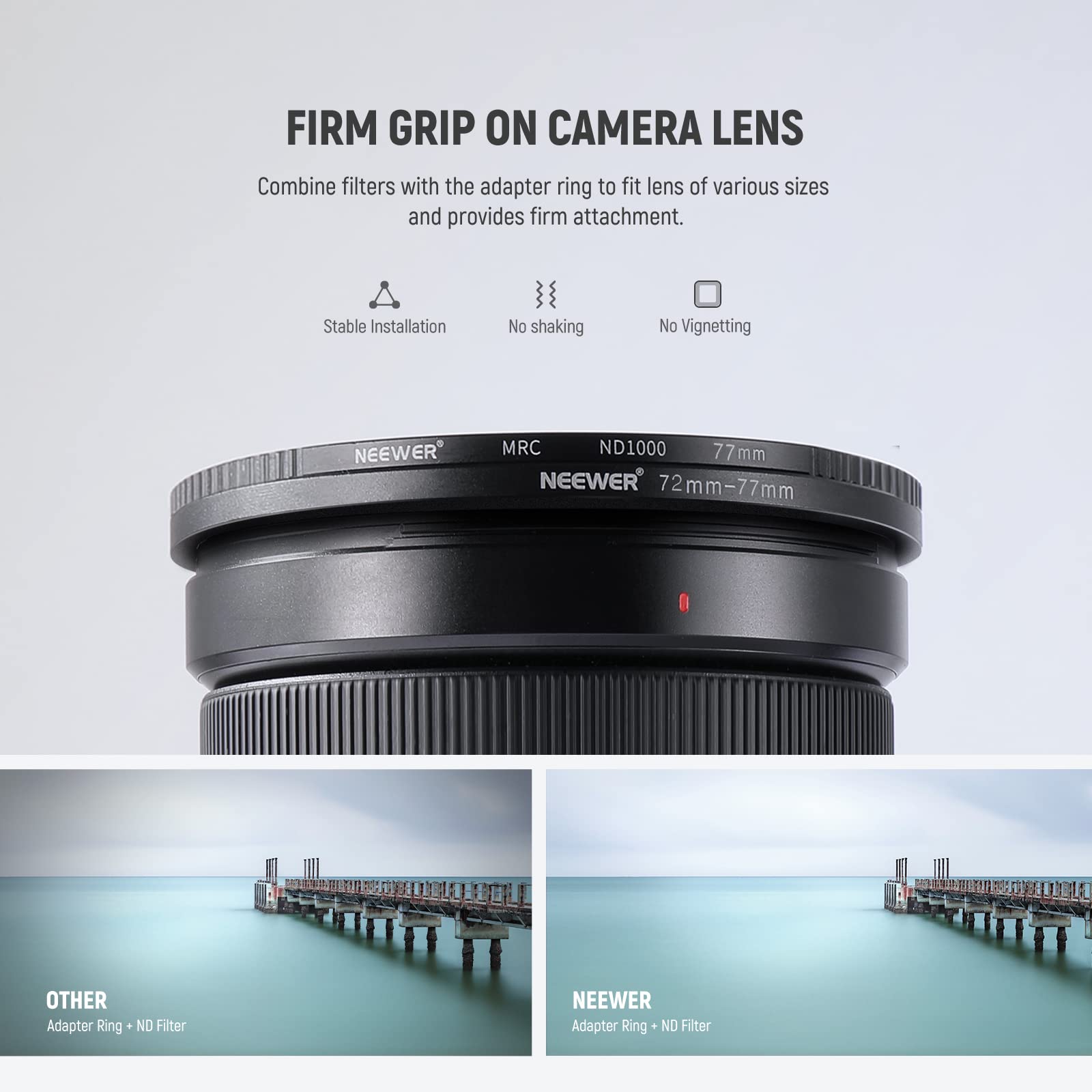 Neewer 7Pcs Step Up Rings Filter Adapter, 49-52Mm, 52-55Mm, 55-58Mm, 58-62Mm, 62-67Mm, 67-72Mm, 72-77Mm Threaded Premium Anodize