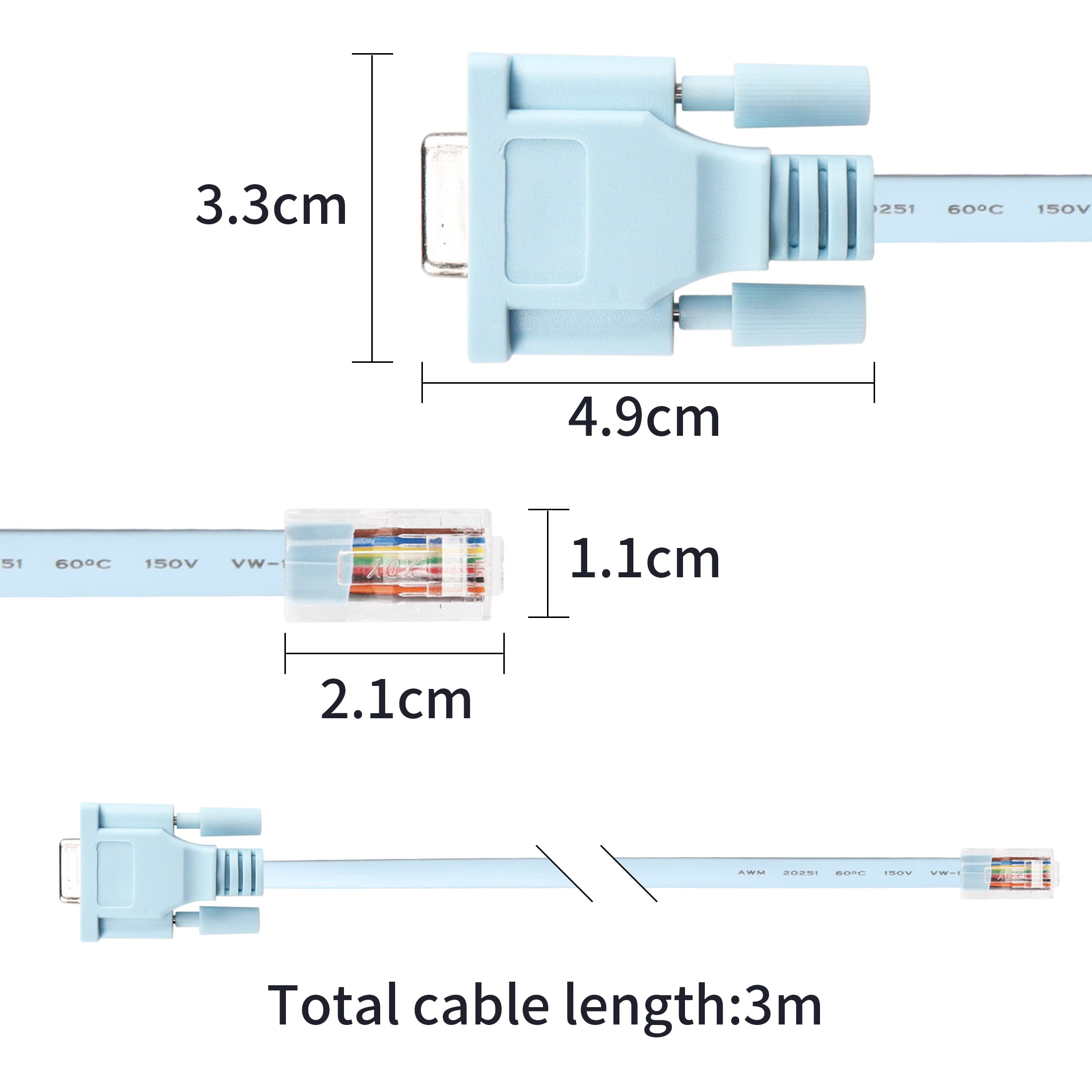 Yacsejao 3M/9.8Ft Db9 To Rj45 Console Cable Db9 9 Pin Female Serial Port Rs232 To Rj45 Converter Compatible With Cisco Router Sw