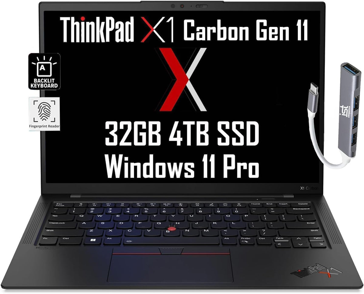Lenovo Thinkpad X1 Carbon Gen 11 (14'' Fhd+ Touchscreen, Intel 13Th Gen 10 Core I7 1365U, 32Gb Ram, 4Tb Ssd) Business Laptop, Lo