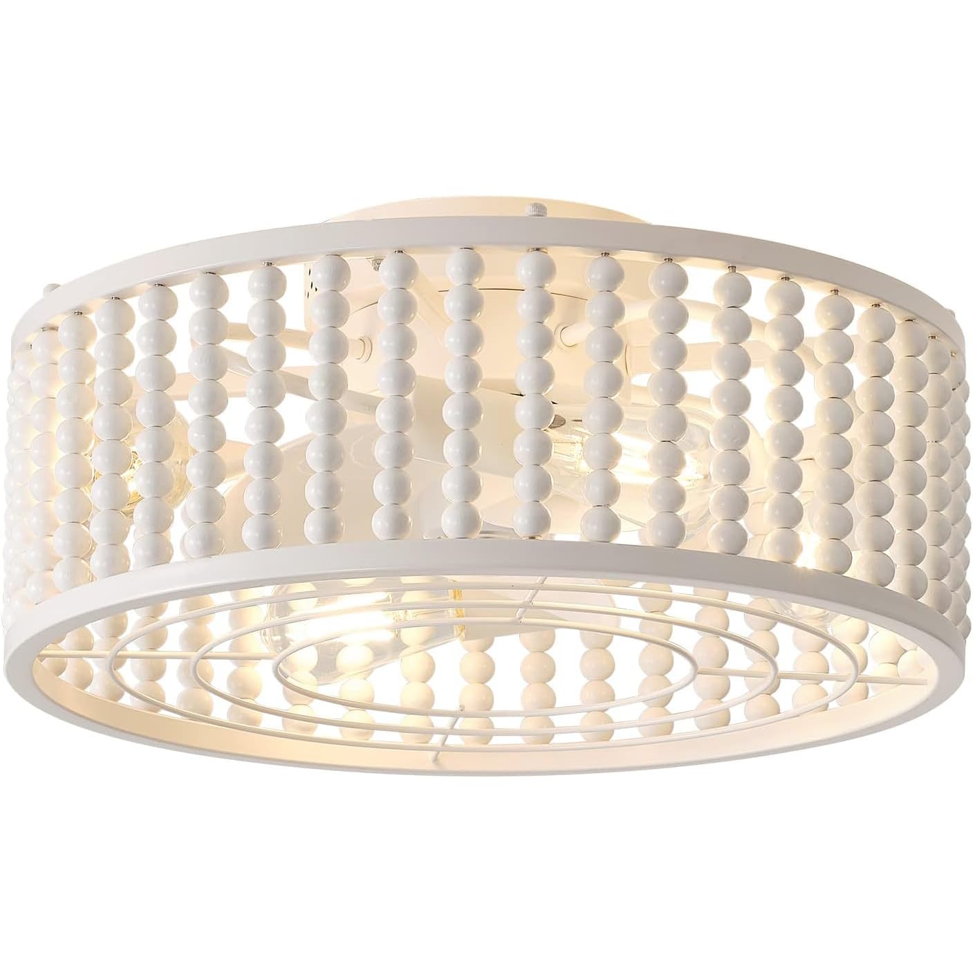 Liokoc Ceiling Fans With Lights And Remote, Caged Ceiling Fan With Handcrafted Beaded D  Cor 6 Speeds Reversible 19 Inches Bulbs