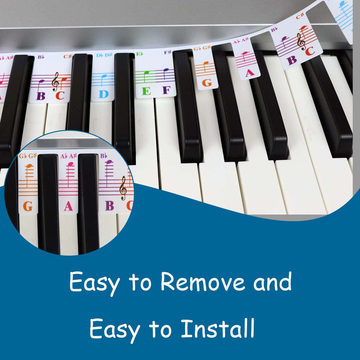 Small Keyboard Notes Colorful Piano Keyboard Notes For Beginner, Removable Note Labels For ...