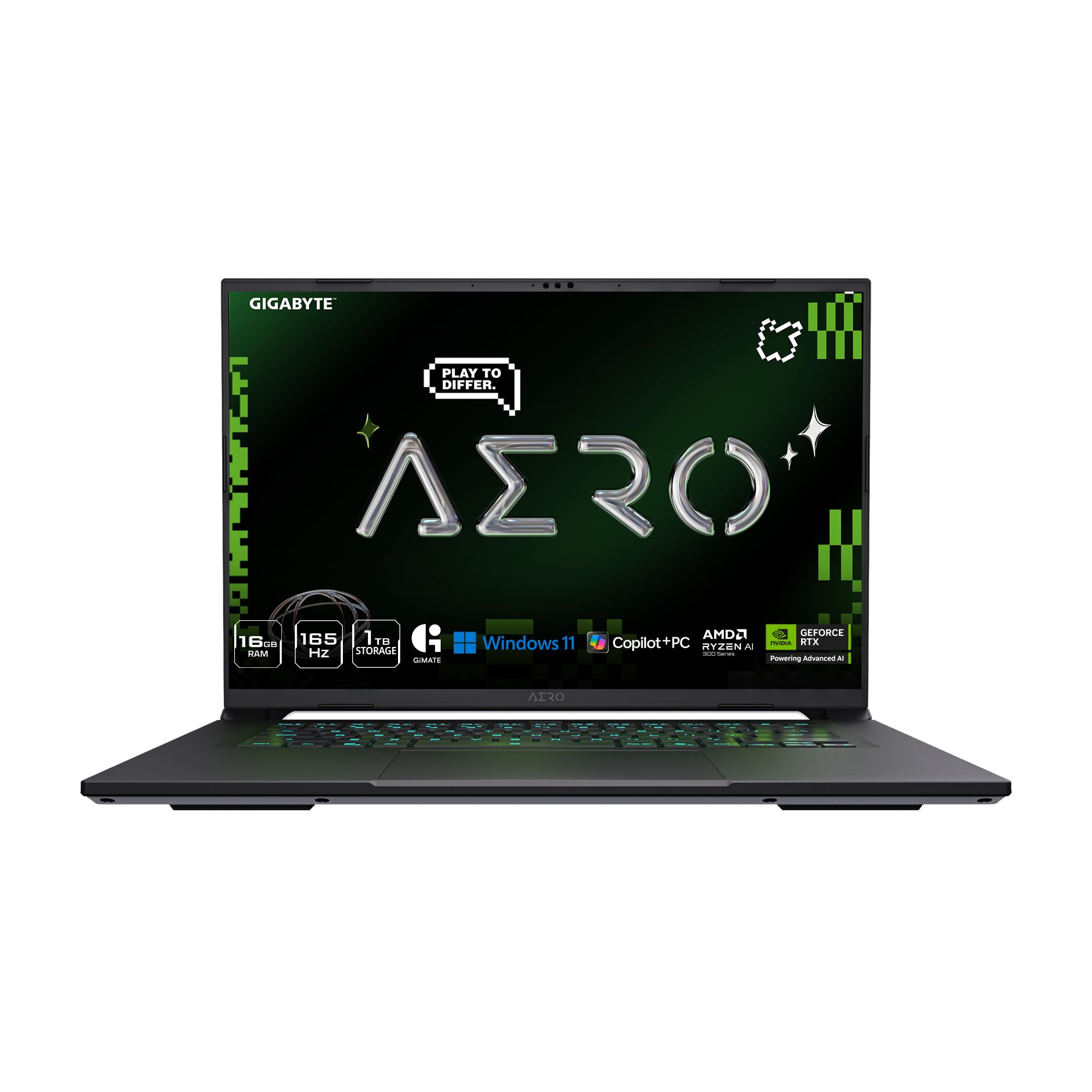 GIGABYTE AERO X16; Copilot+ PC - 165Hz 2560x1600 WQXGA - NVIDIA GeForce RTX 5060 - AMD Ryzen AI 7 350-1TB SSD with 16GB DDR5 RAM