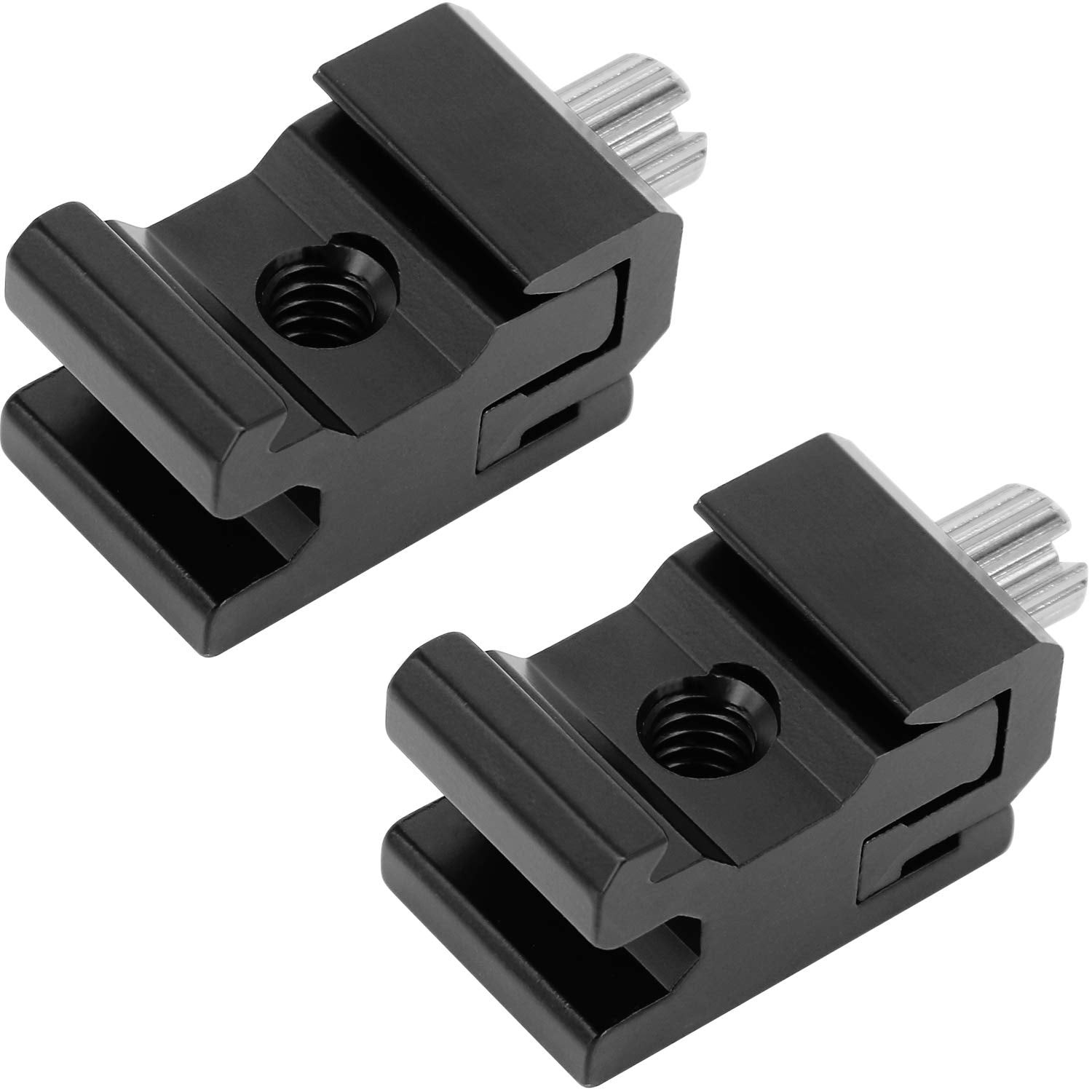 Camera Metal Cold Shoe Flash Stand Adapter with 1/4-20 Tripod Screw Thread (2 Packs)