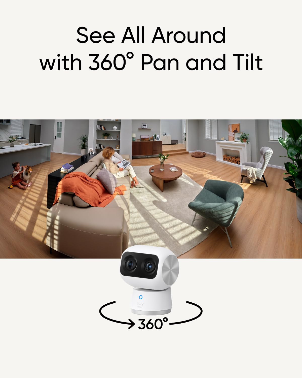 Eufy Security Indoor Cam S350, Dual Cameras, 4K Uhd Resolution Security Camera With 8   Zoom And 360 Ptz, Human/Pet Ai, Ideal Fo