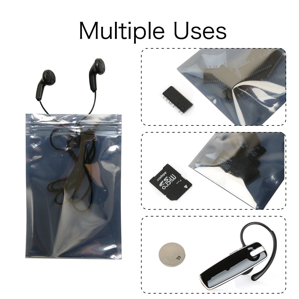 Hrx Package 100Pcs Premium Antistatic Bag, 4 X 6 Inches Resealable Zipper Bag For Ssd Hdd And Other Electronic Devices