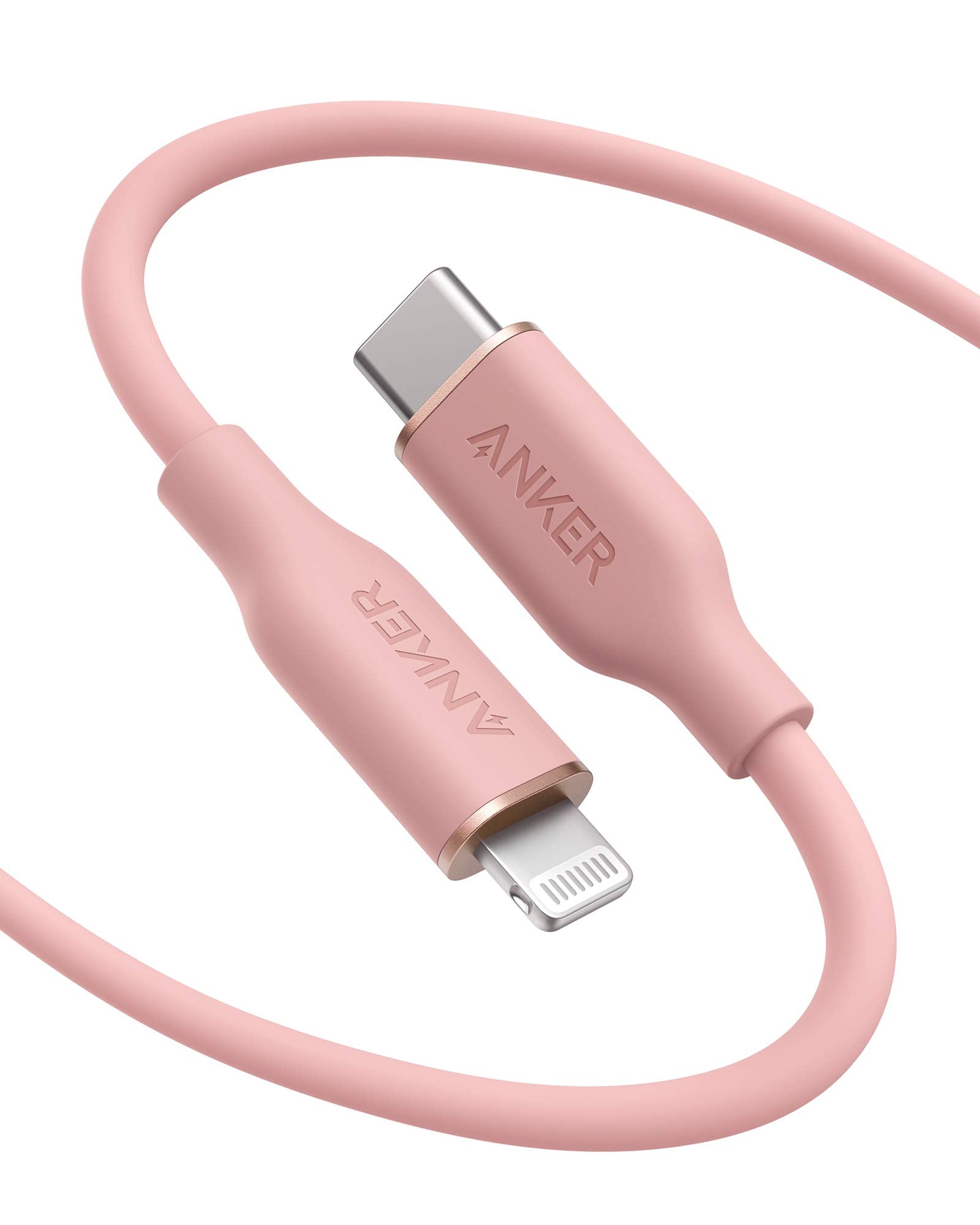 Anker Usb C To Lightning Cable, 641 Cable (Coral Pink, 6Ft), Mfi Certified, Powerline Iii Flow Silicone Fast Charging Cable For 