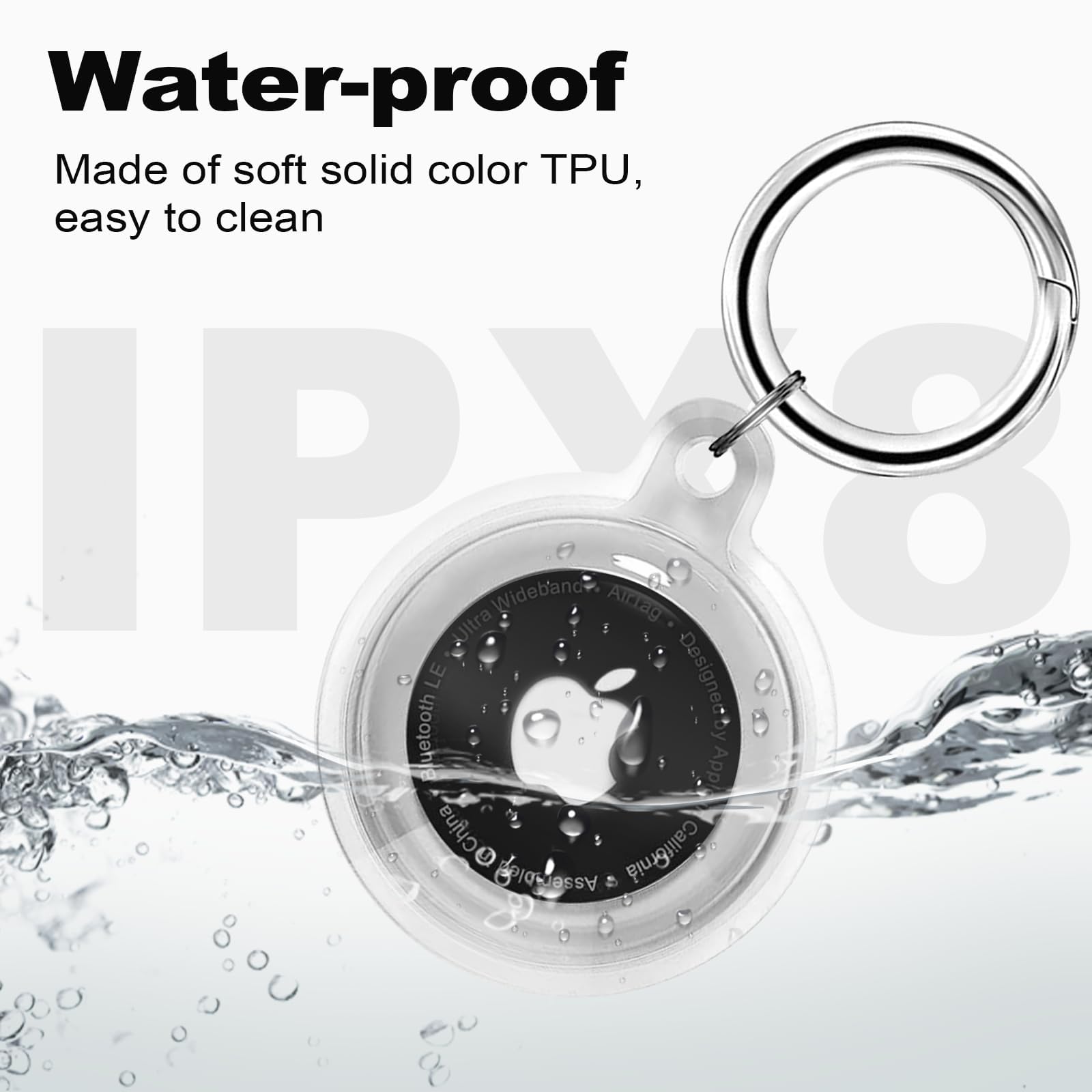 Foweroty Ipx8 Waterproof Airtag Holder, 2 Pack Apple Airtags With Keychain, Air Tag Case For Luggage, Dog Collar, Keys, Anti Scr