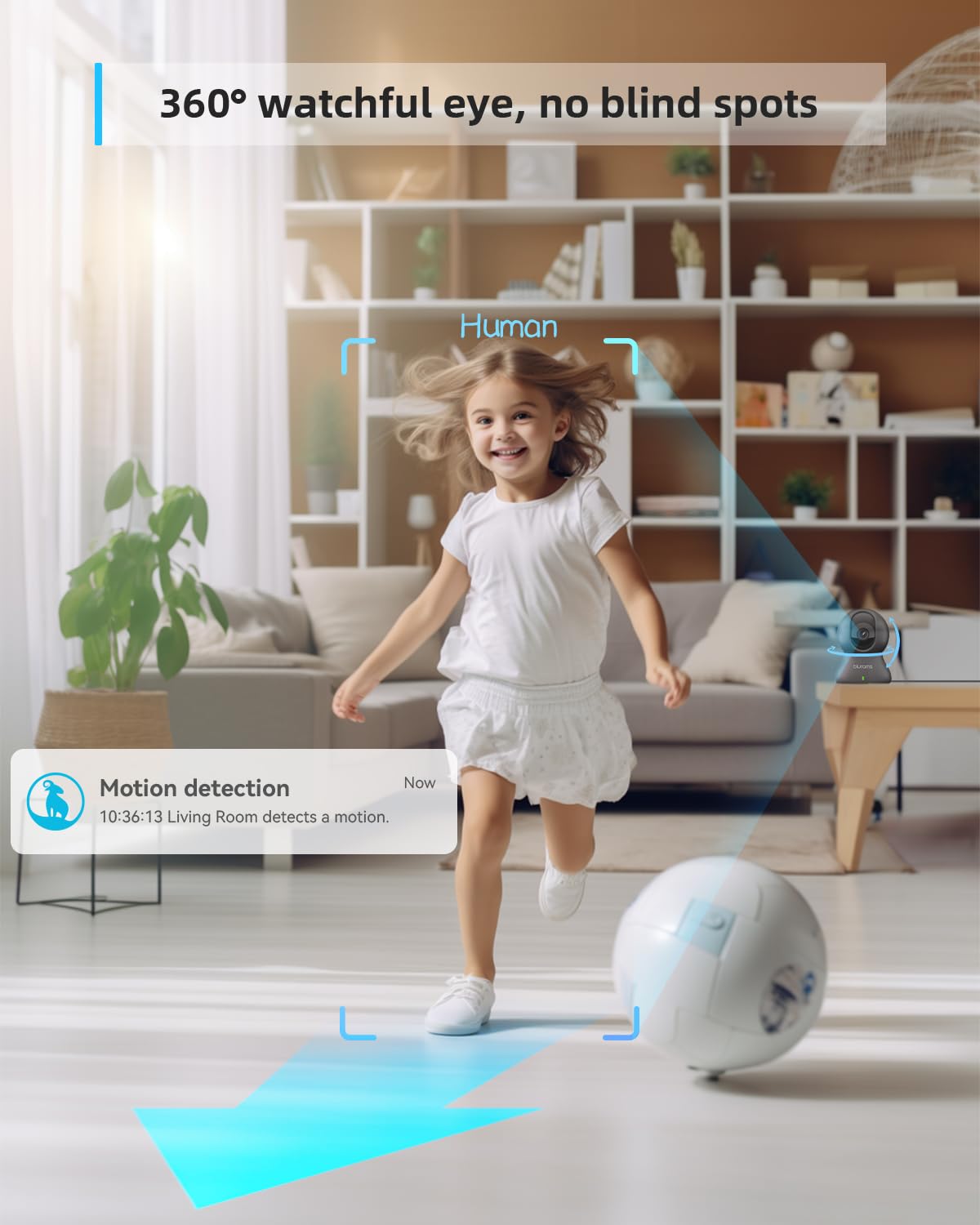 Blurams Security Camera, 2K Indoor Camera 360 Pet Camera For Home Security With Phone App, Motion Tracking, 2 Way Audio, Ir Nigh