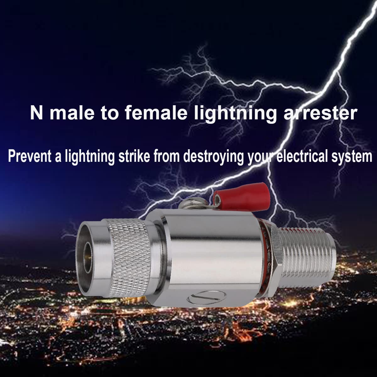 Lightning Arrestor N Male To Female Bulkhead 50 Ohm 0 3Ghz With 90V Gas Tube Lightning Arrester (Lightning Arrestor N Male To Female)