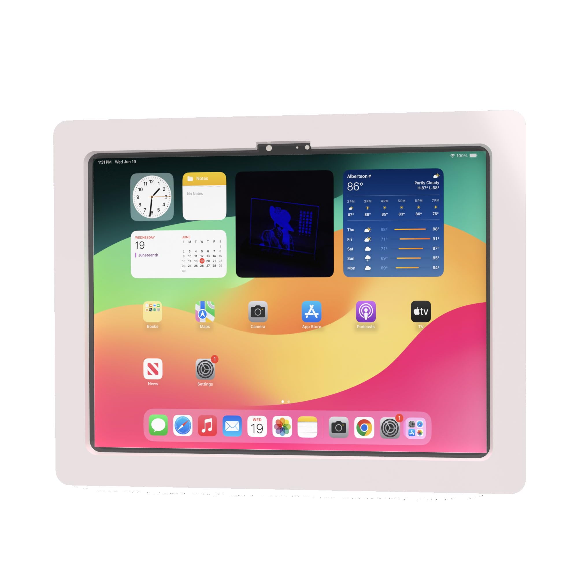 Tabcare Anti Theft Acrylic Vesa Enclosure For Apple Ipad Pro 11' 2024 (5Th Gen) With Free Wall Mount Kit & 90 Degree Angle Usb C Cable (Ipad Pro 11 2024, White)