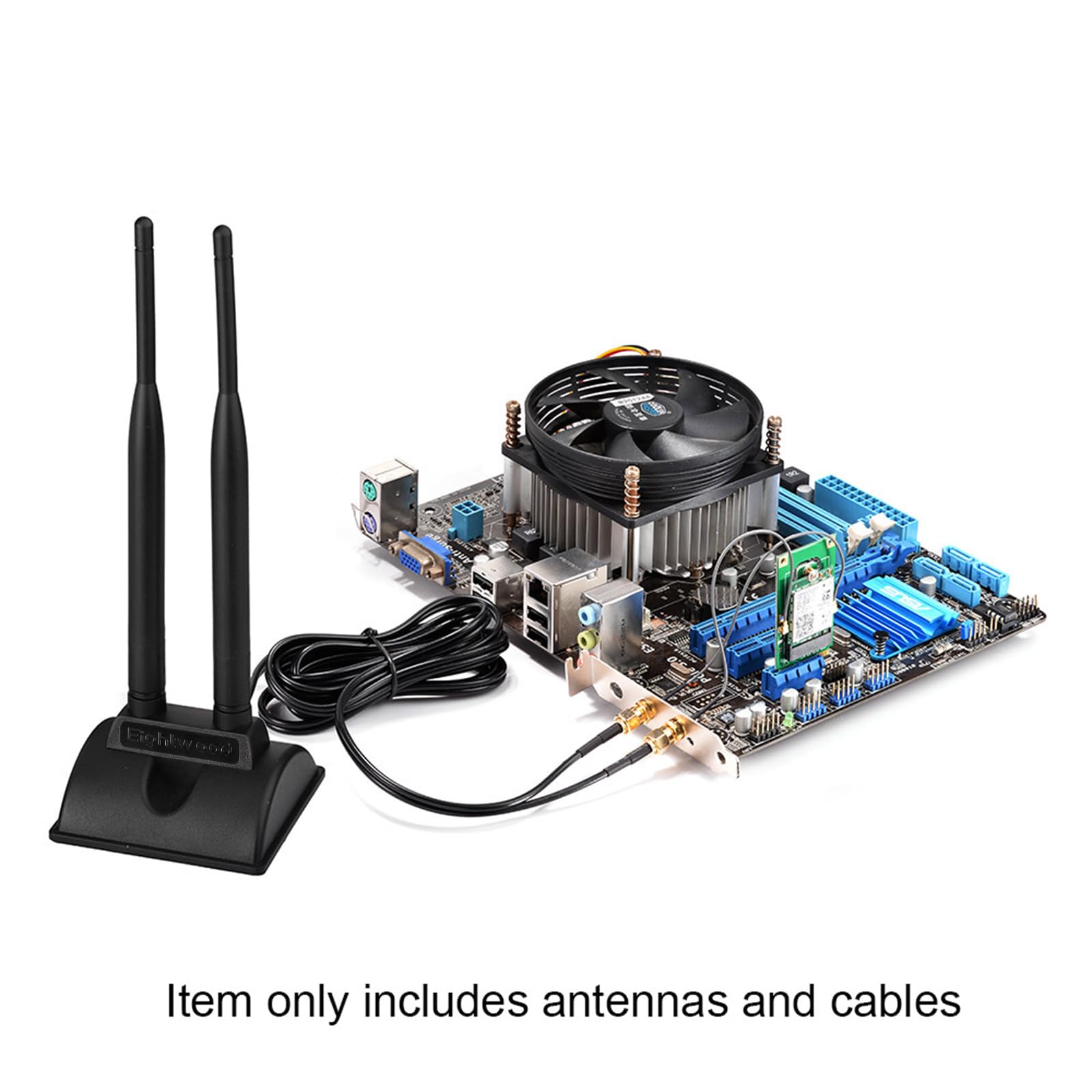 Eightwood 2.4Ghz 5Ghz Dual Band Wifi Antenna Rp Sma Male Antenna + Ipex U.Fl To Rp Sma Female Cable 6 Inch (2 Pack) For Mini Pci