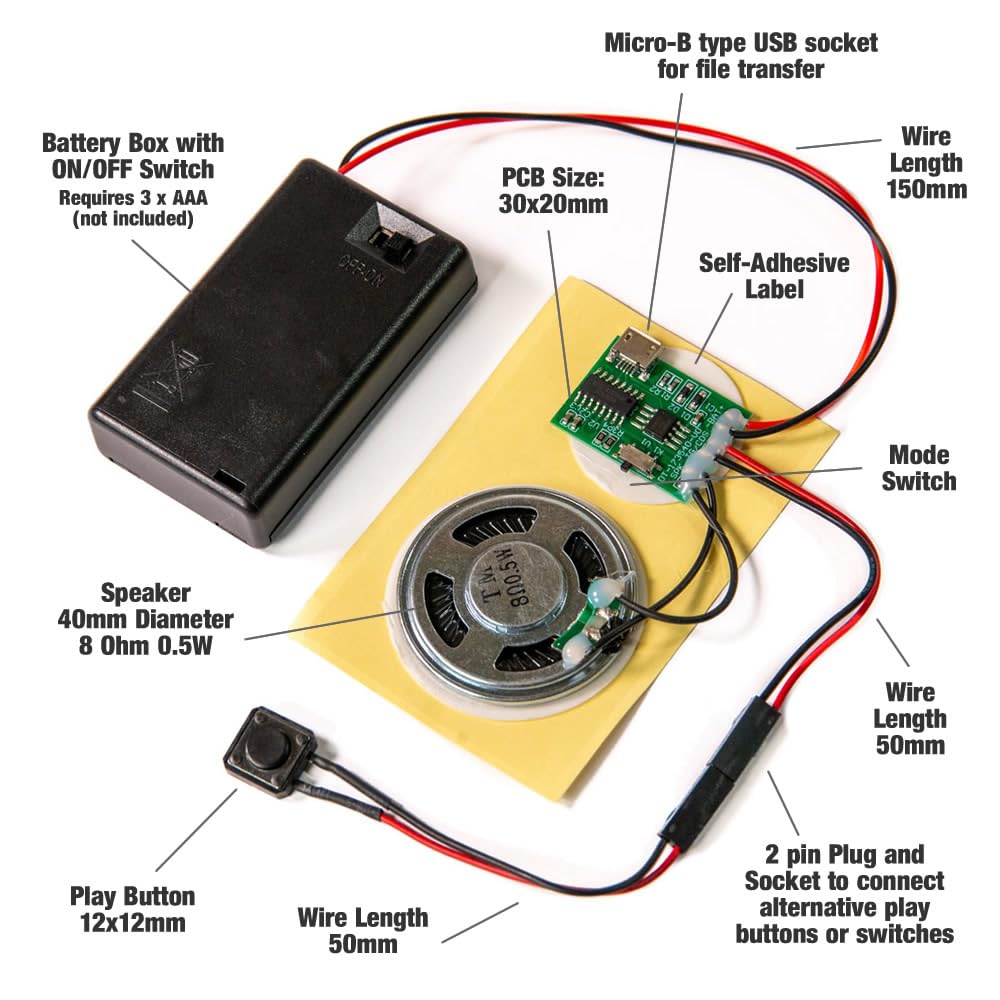 Talking Products, Mp3 Sound Chip Module, 4Mb Memory, With Aaa Battery Box. Create Your Own Personalised Gifts, Models Or Cosplay