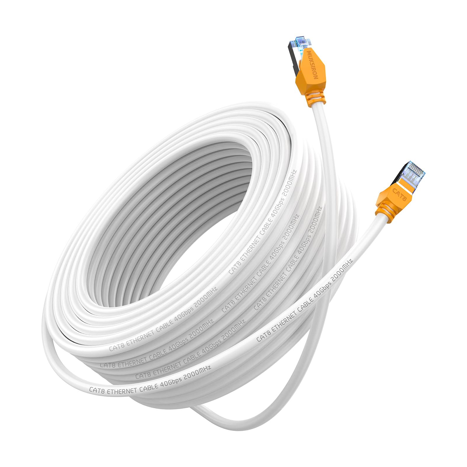 Cat 8 Ethernet Cable 60Ft , Outdoor&Indoor, High Speed 26Awg Cat8 Lan Network Cable 40Gbps, 2000Mhz With Gold Plated Rj45 Connec
