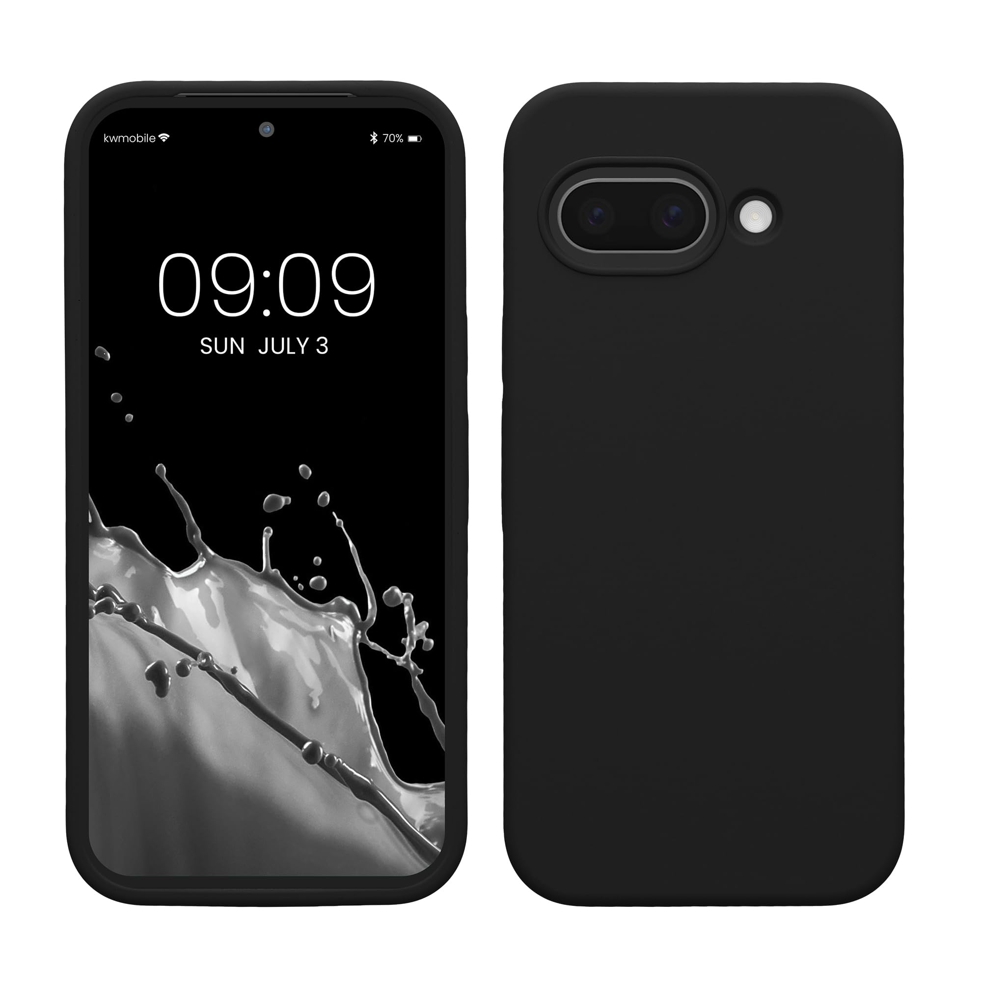 kwmobile Case Compatible with Google Pixel 9a Case - TPU Silicone Phone Cover with Soft Finish - Black
