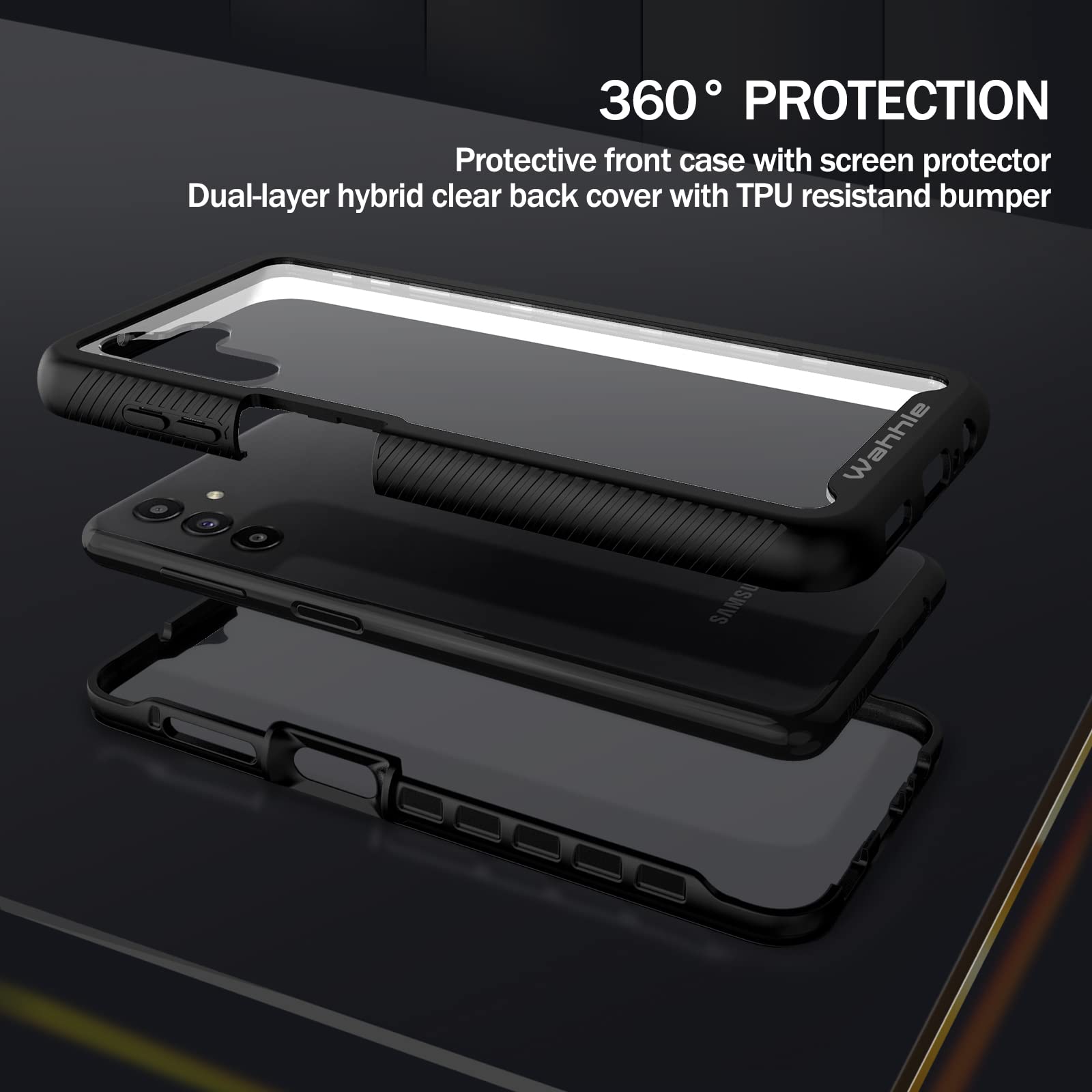 Wahhle Compatible With Samsung Galaxy A13 5G Case, Built In Screen Protector Full Body Shockproof Slim Fit Bumper Protective Pho
