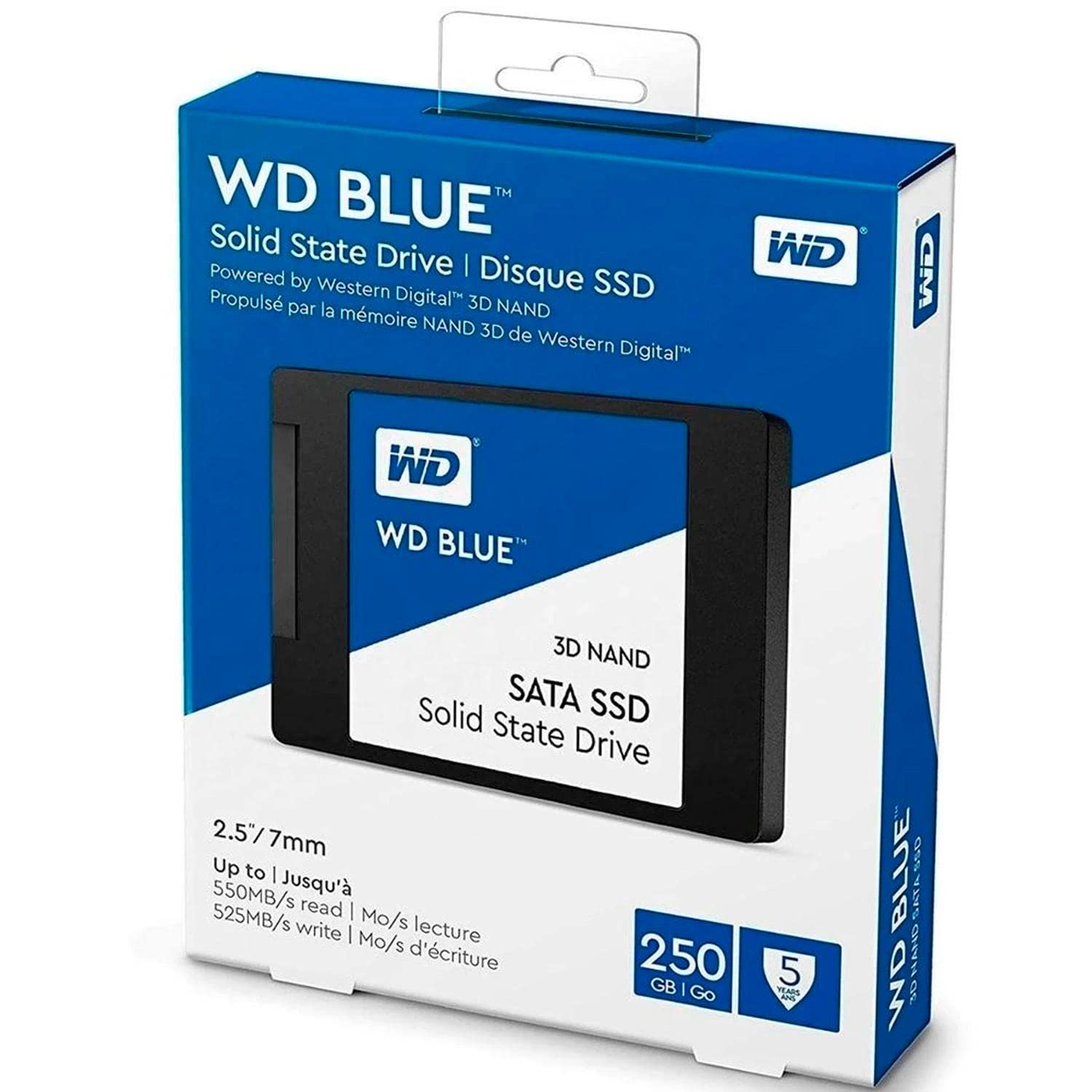 Western Digital 250Gb Wd Blue 3D Nand Internal Pc Ssd - Sata Iii 6 Gb/S, 2.5/7Mm, Up To 550 Mb/S - Wds250G2B0A